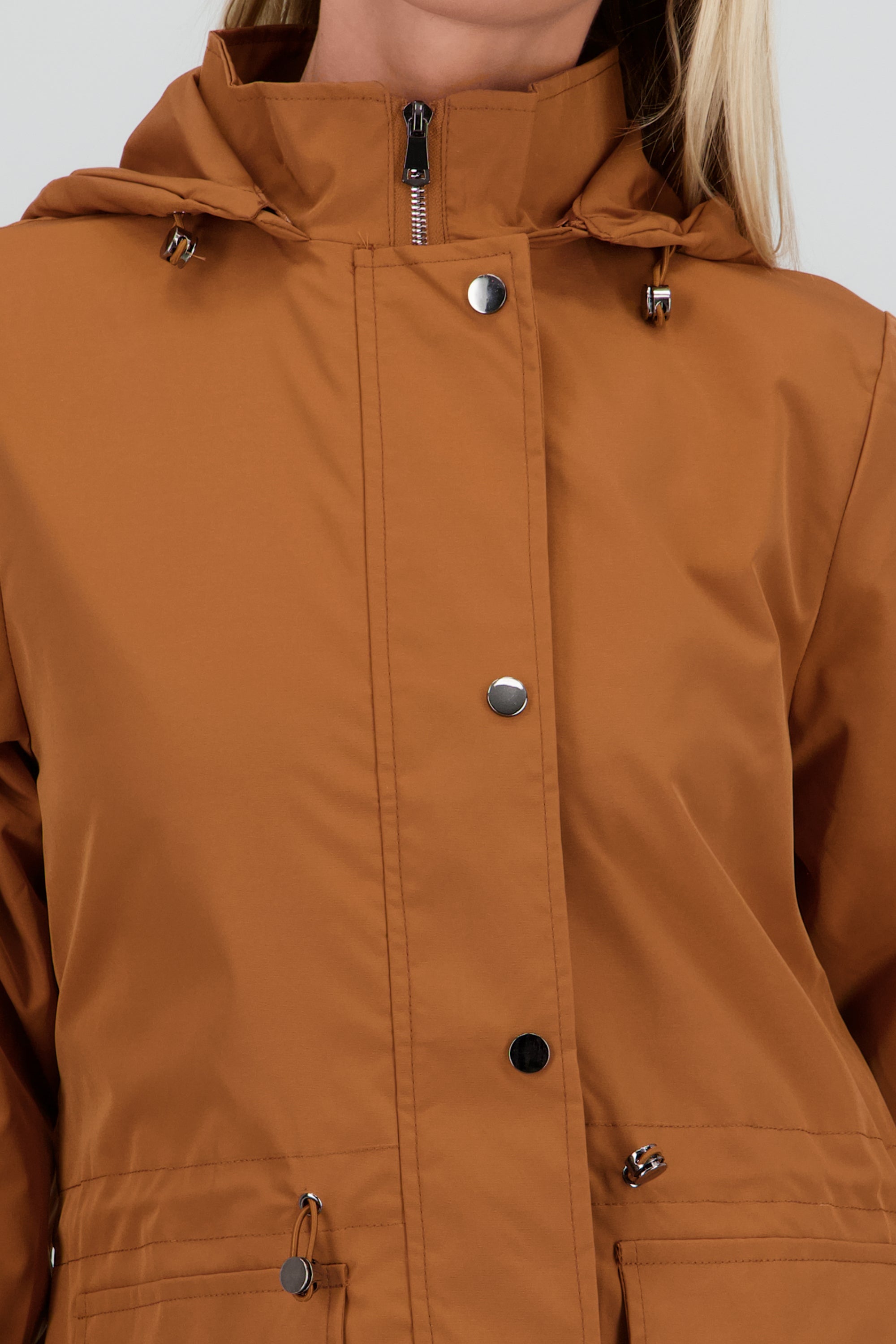 Gabardina corta botones CAFE