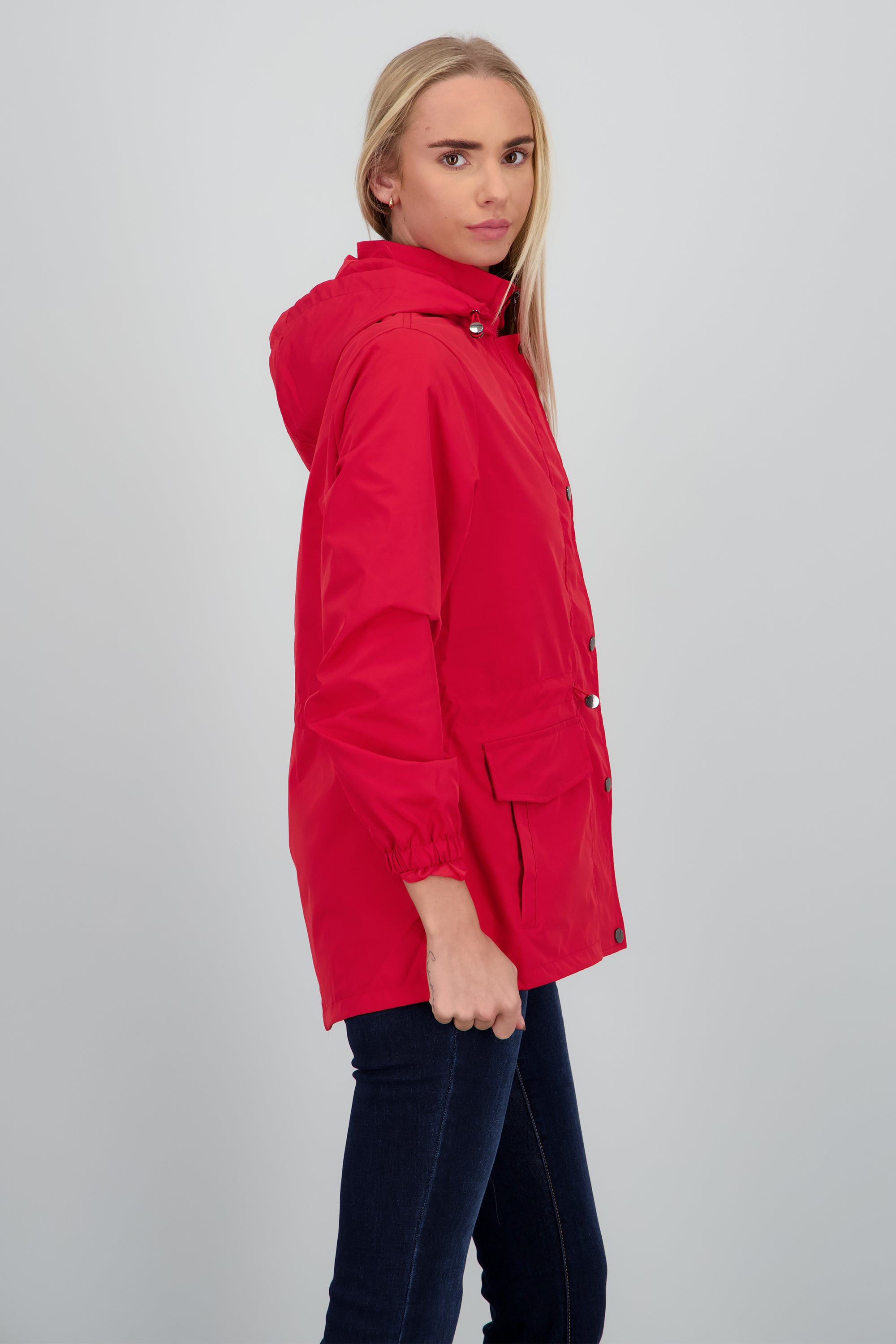 Gabardina corta botones ROJO