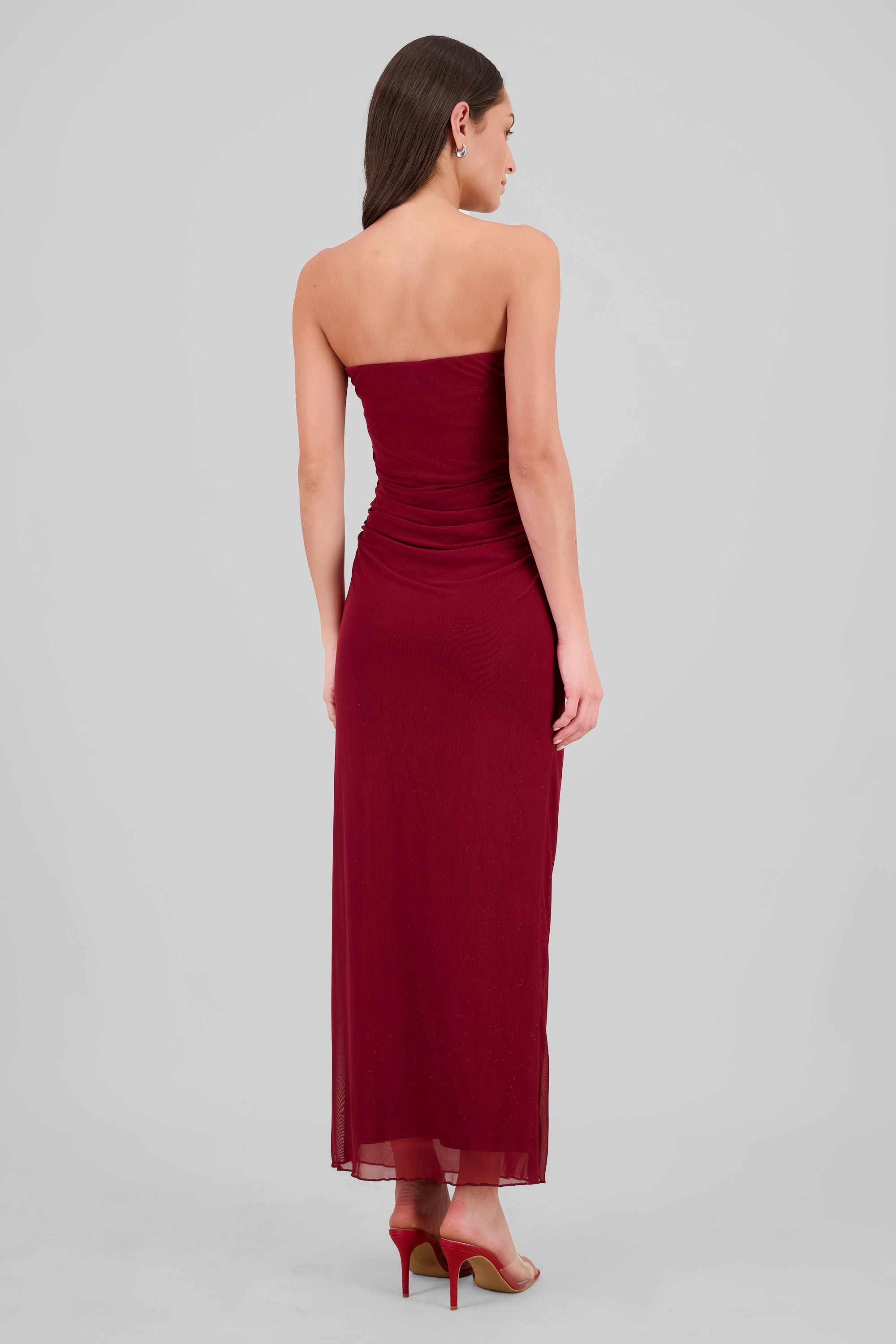 Vestido strapless plisado de mesh VINO