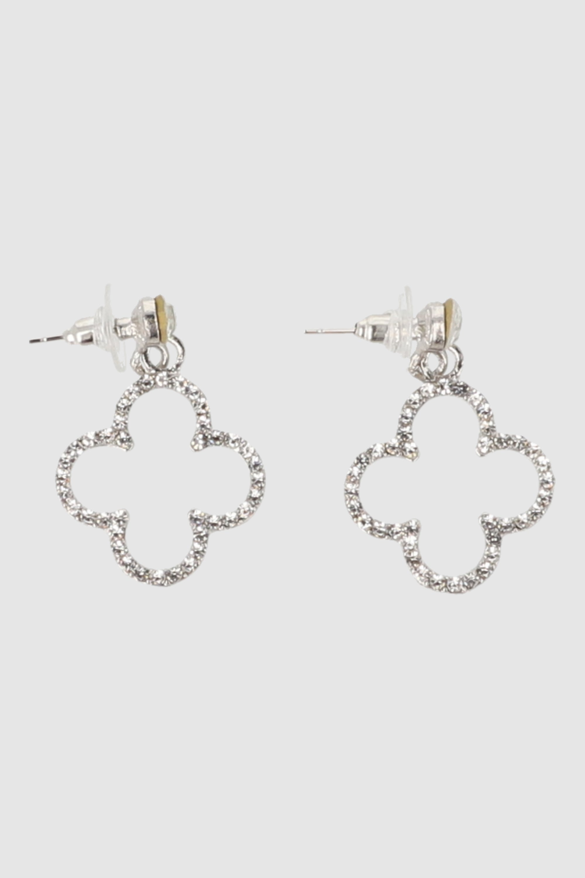 Aretes flor brillos PLATA