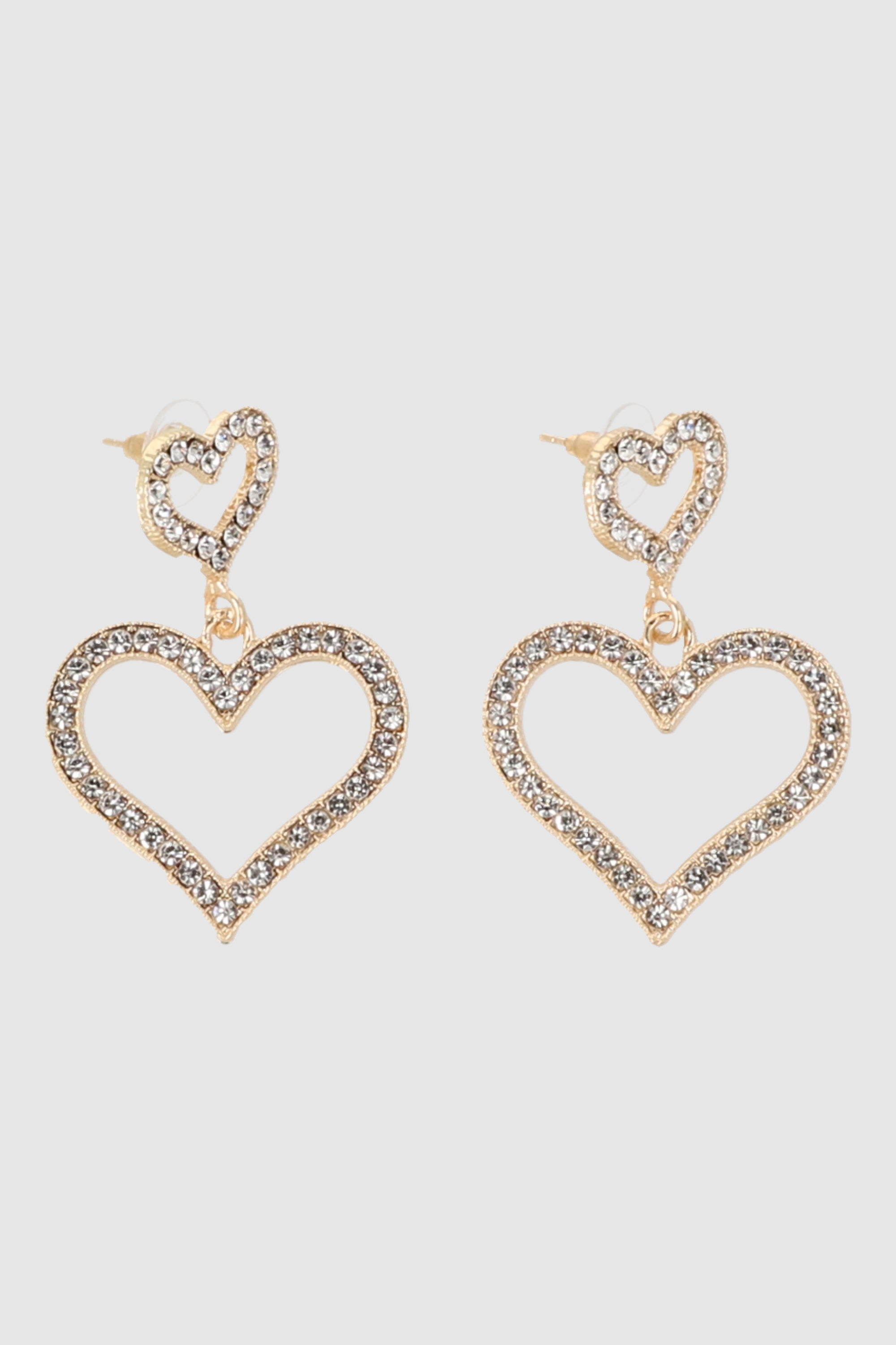 Aretes doble corazon brillos ORO