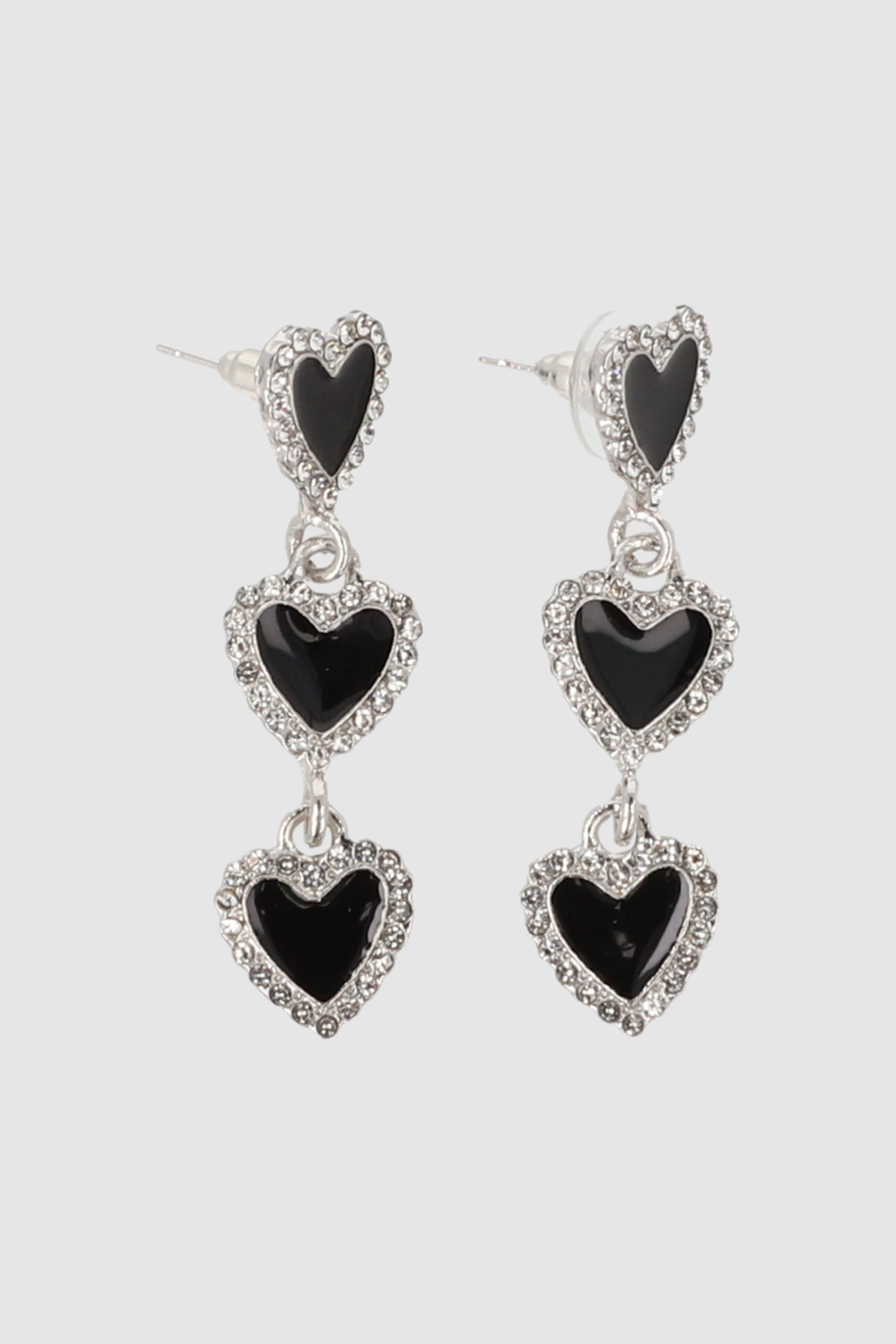 Aretes 3 corazon color PLATA