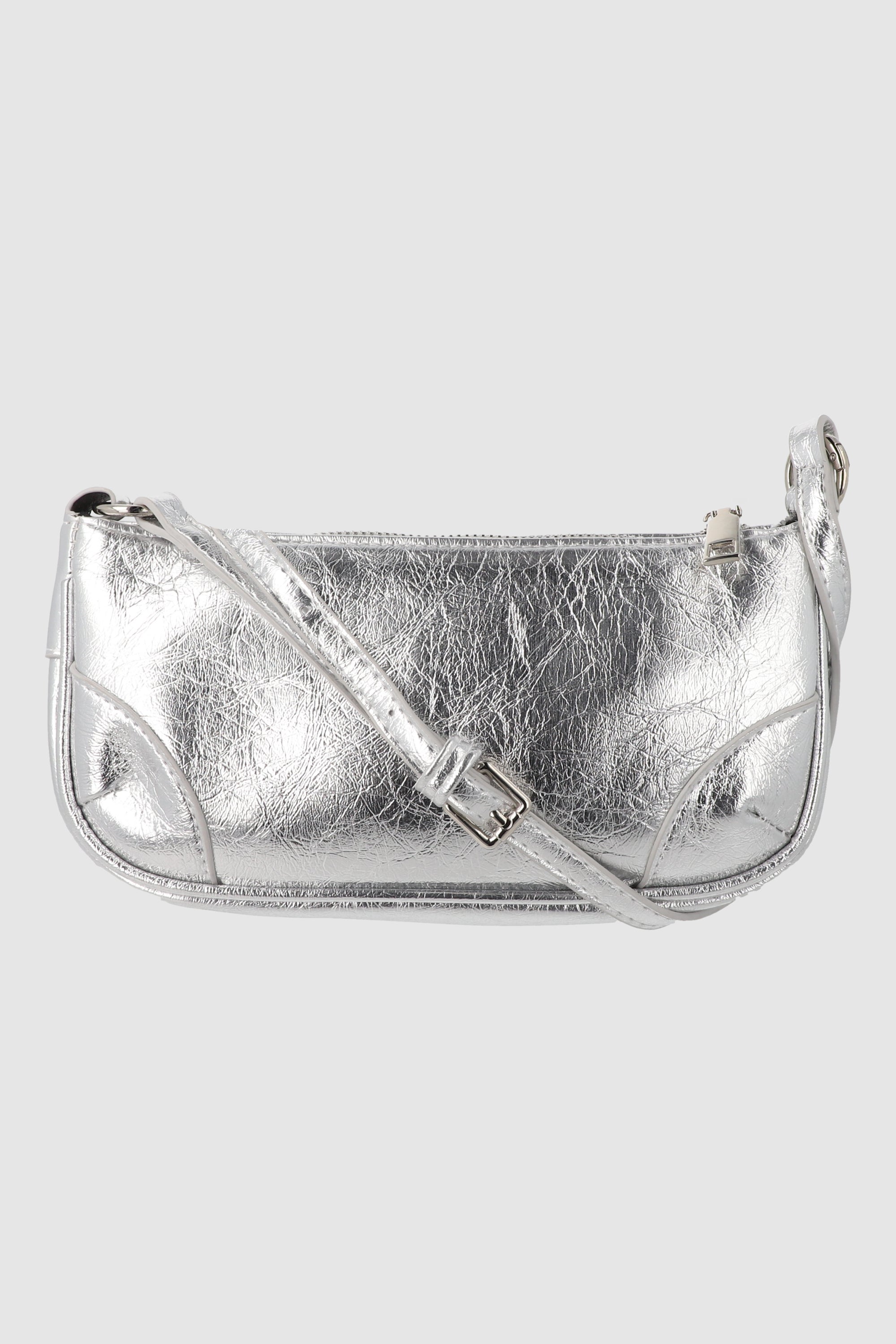 Bolsa baguette hombro metalizada PLATA