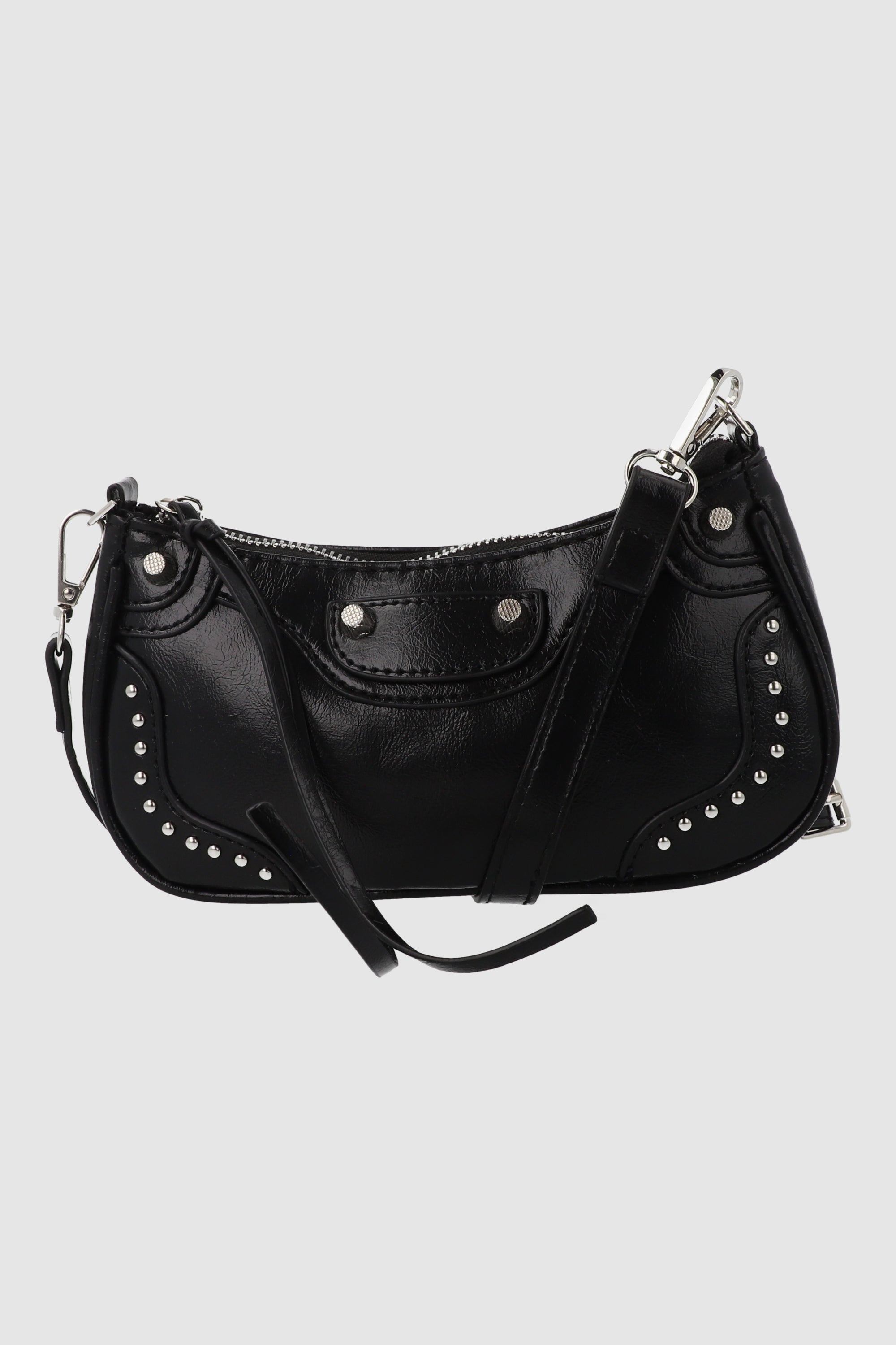 Bolsa baguette hombro studs cadena NEGRO