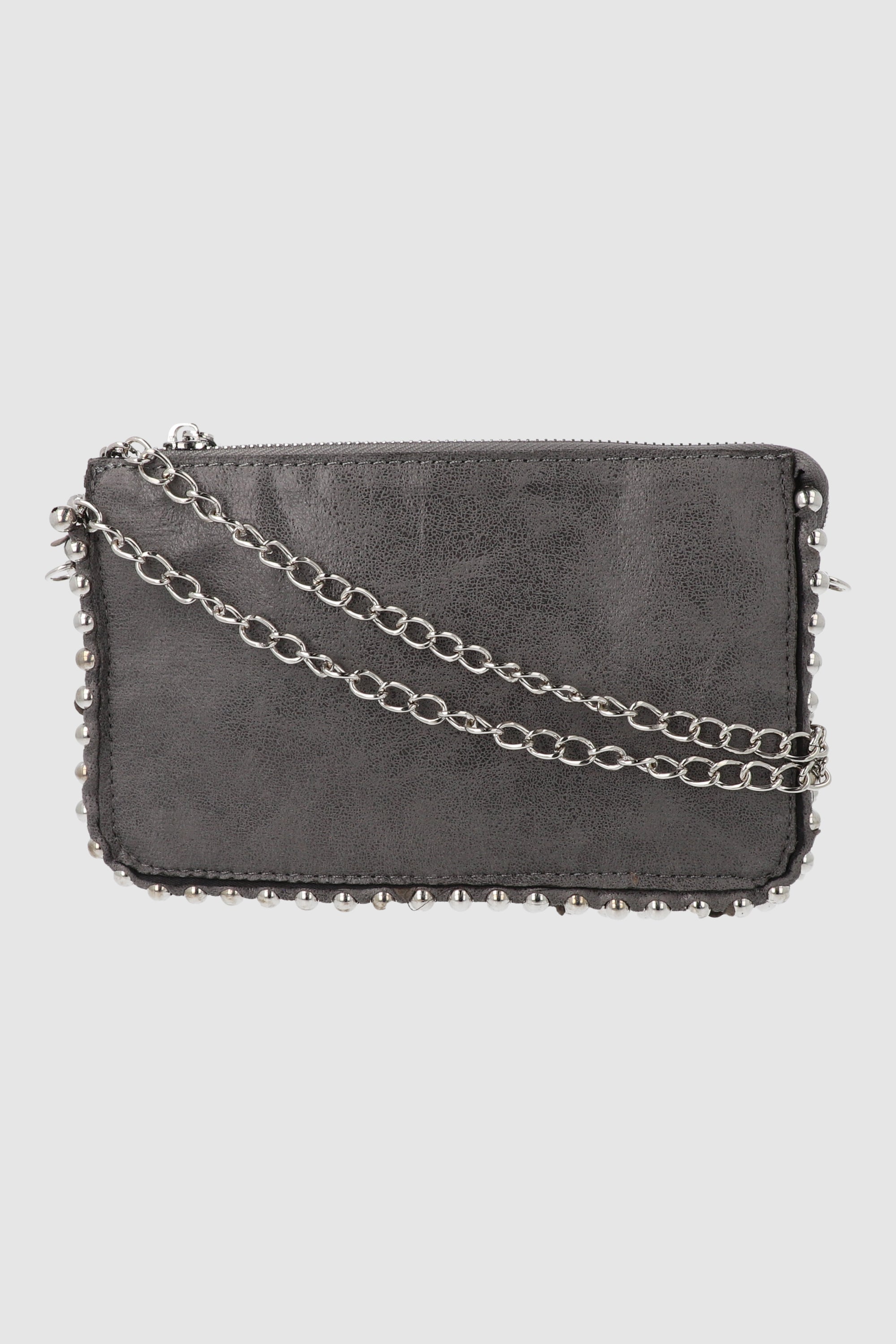 Bolsa clutsh deslavada studs orilla GRIS