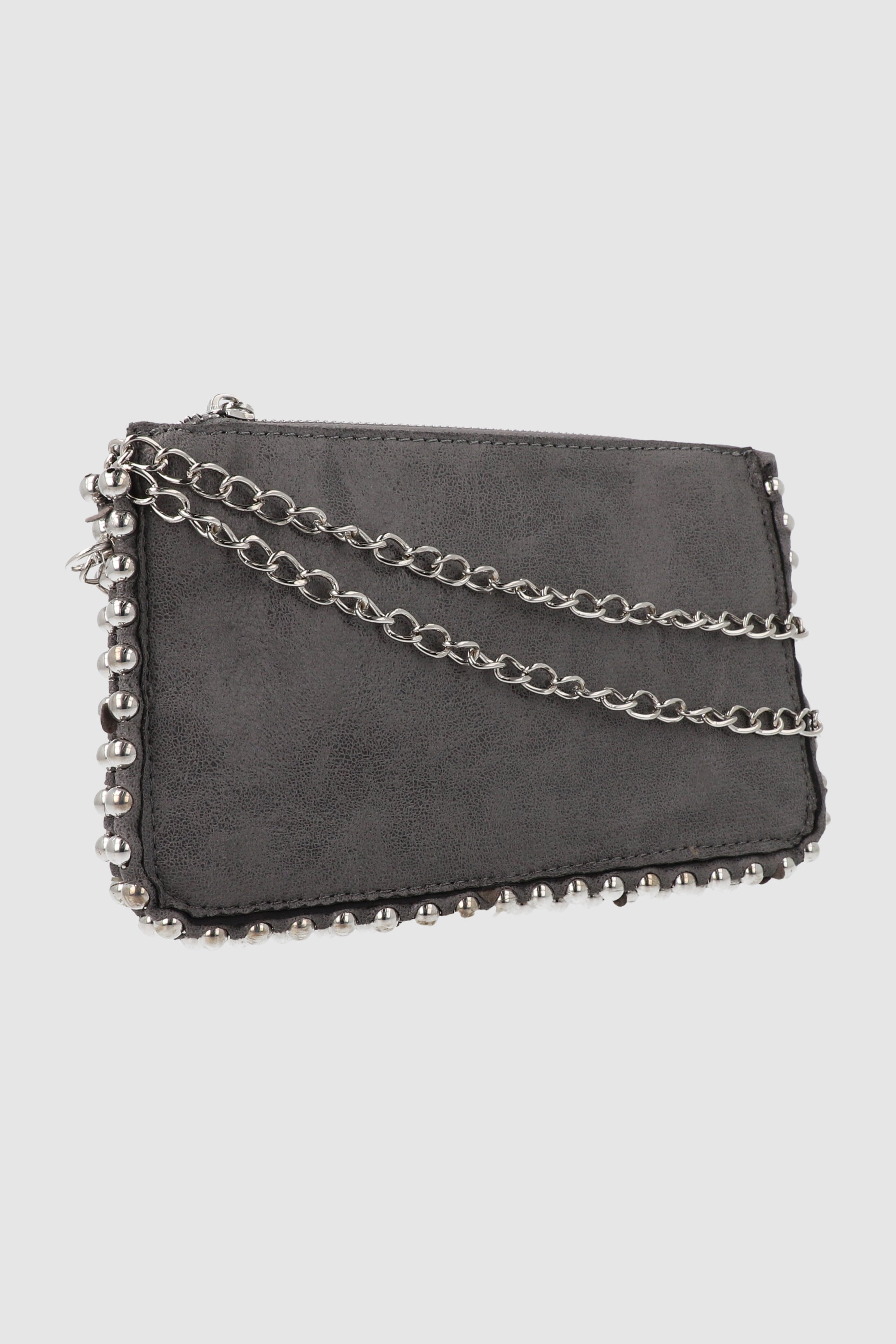 Bolsa clutsh deslavada studs orilla GRIS