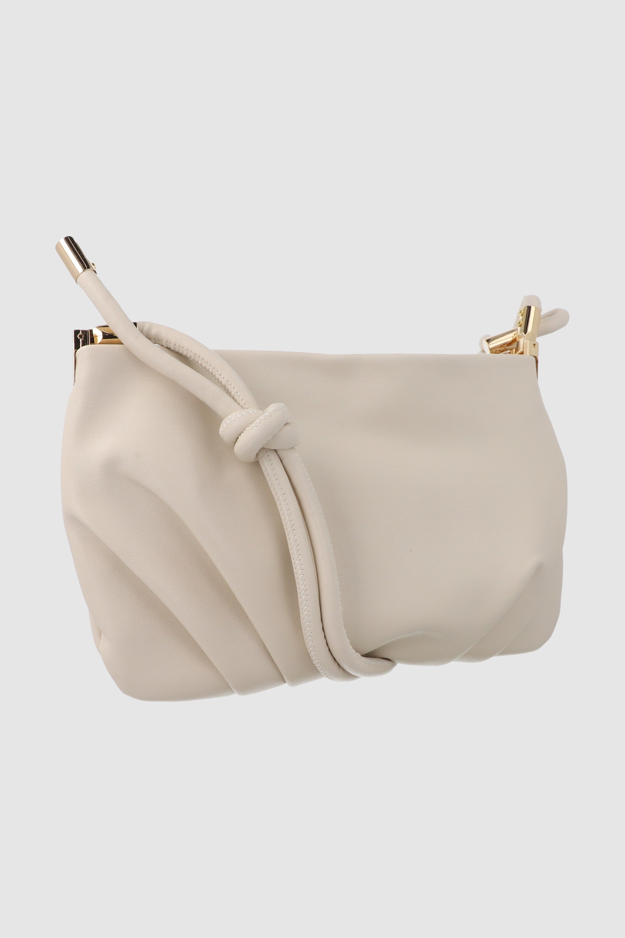 Bolsa baguette sencilla pliegues nudo BLANCO