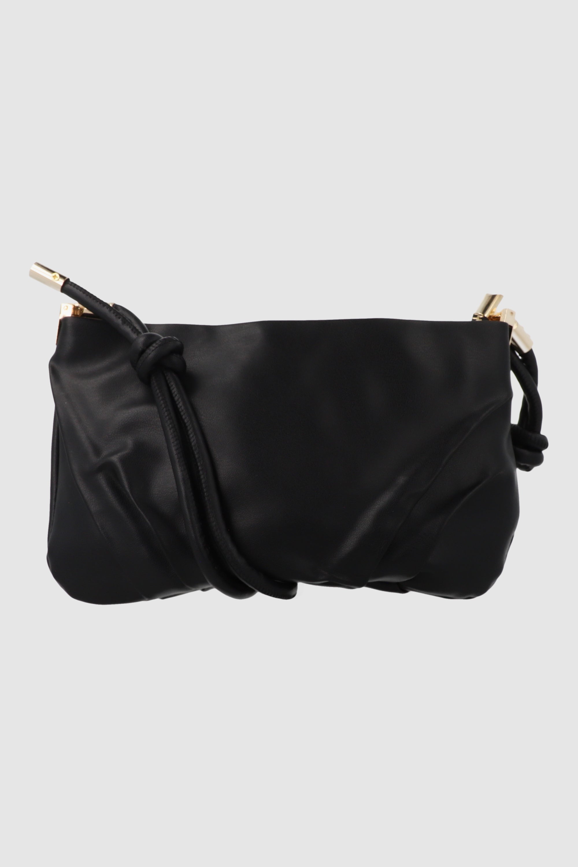 Bolsa baguette sencilla pliegues nudo NEGRO