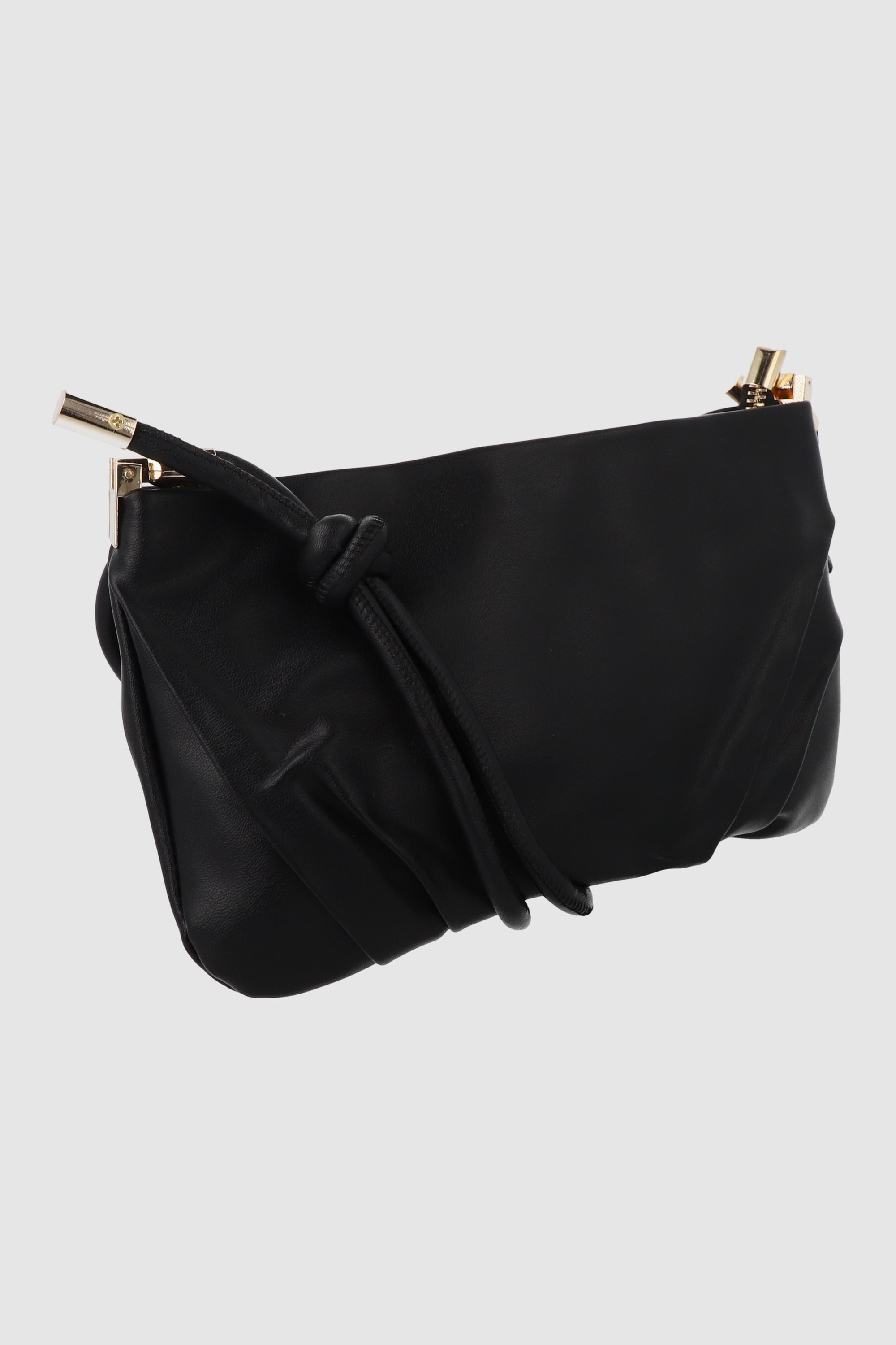 Bolsa baguette sencilla pliegues nudo NEGRO