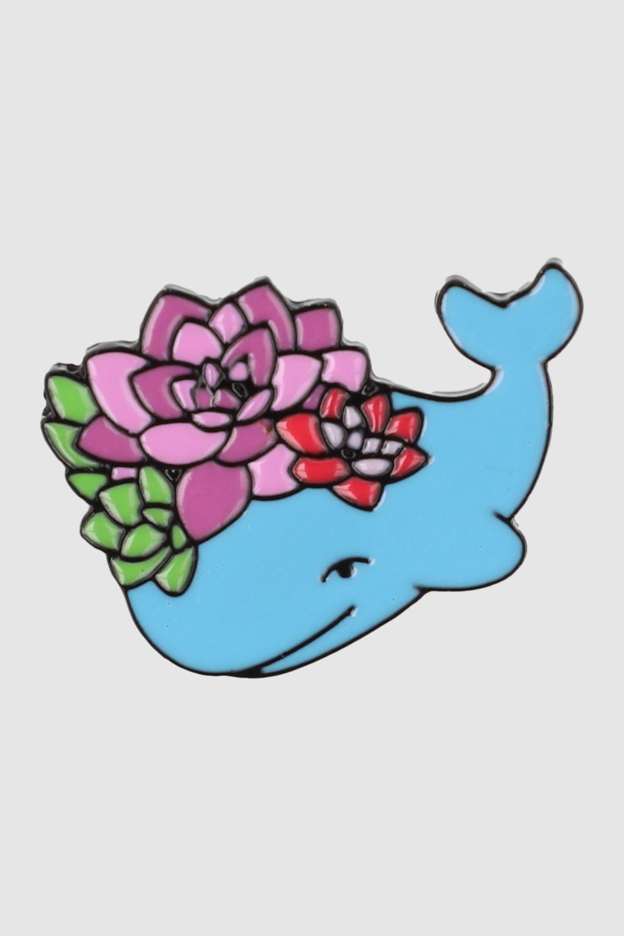Pin ballena corona flores AZUL