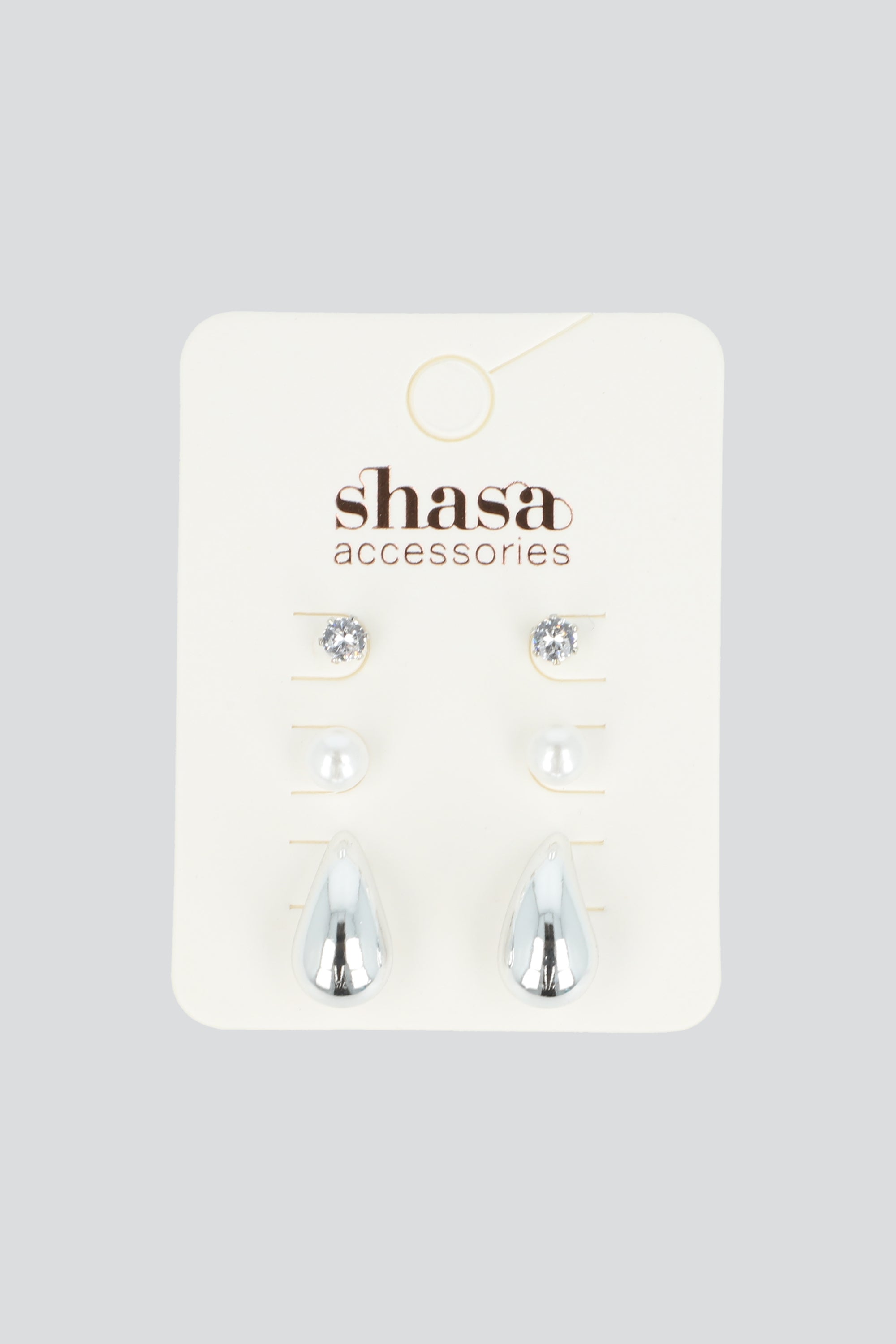 Set 3 pares aretes gotita PLATA