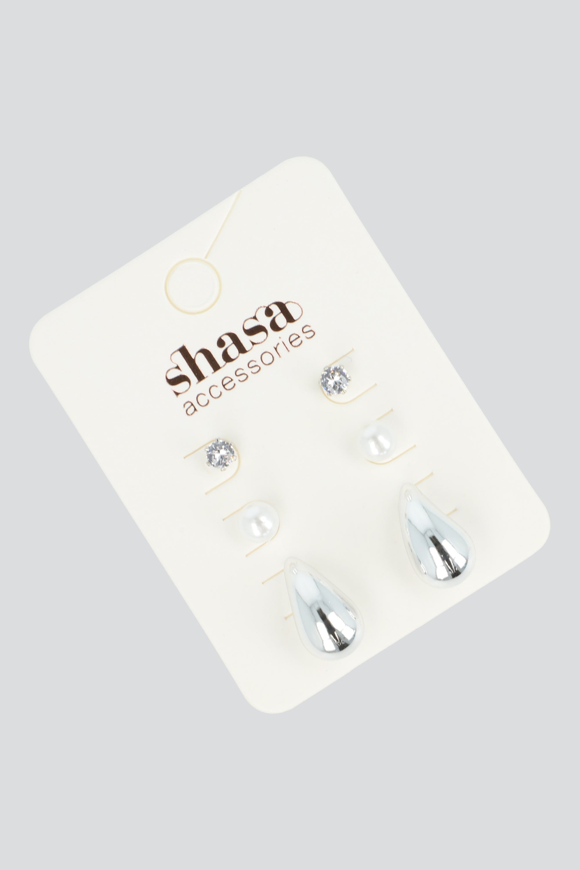 Set 3 pares aretes gotita PLATA
