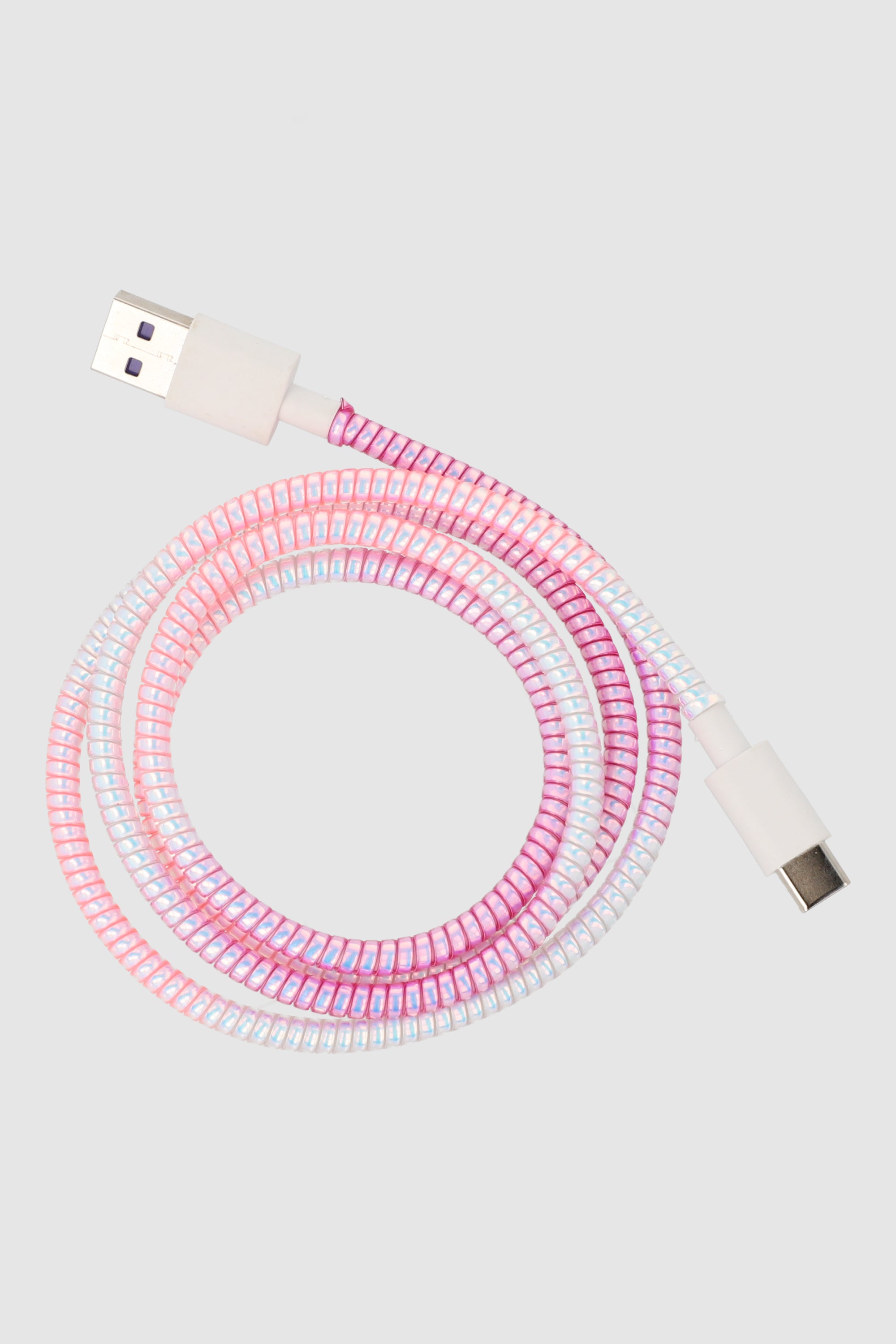 Cargador celular espiral degradado ROSA PASTEL