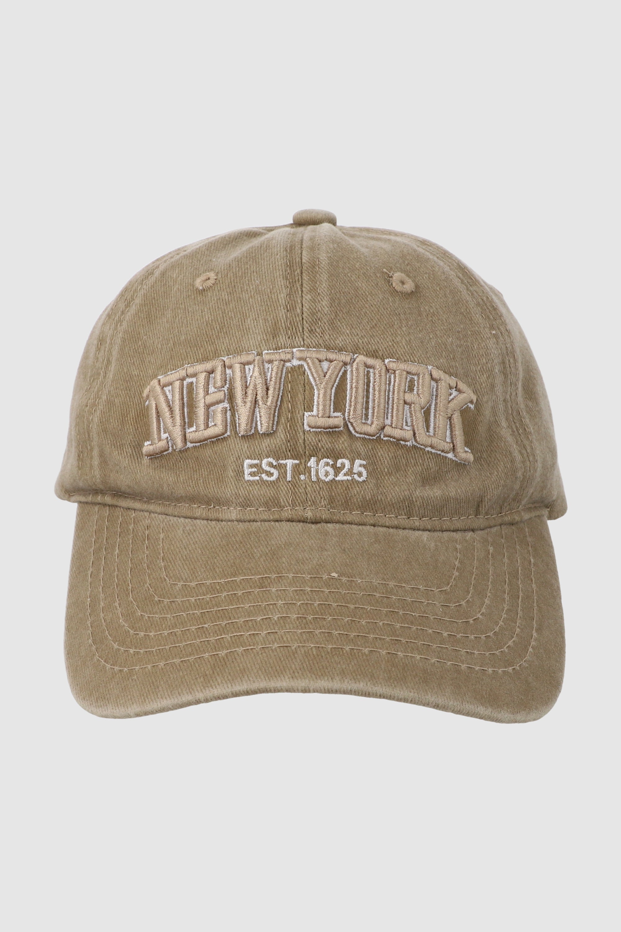 Gorra deshilada new york BEIGE