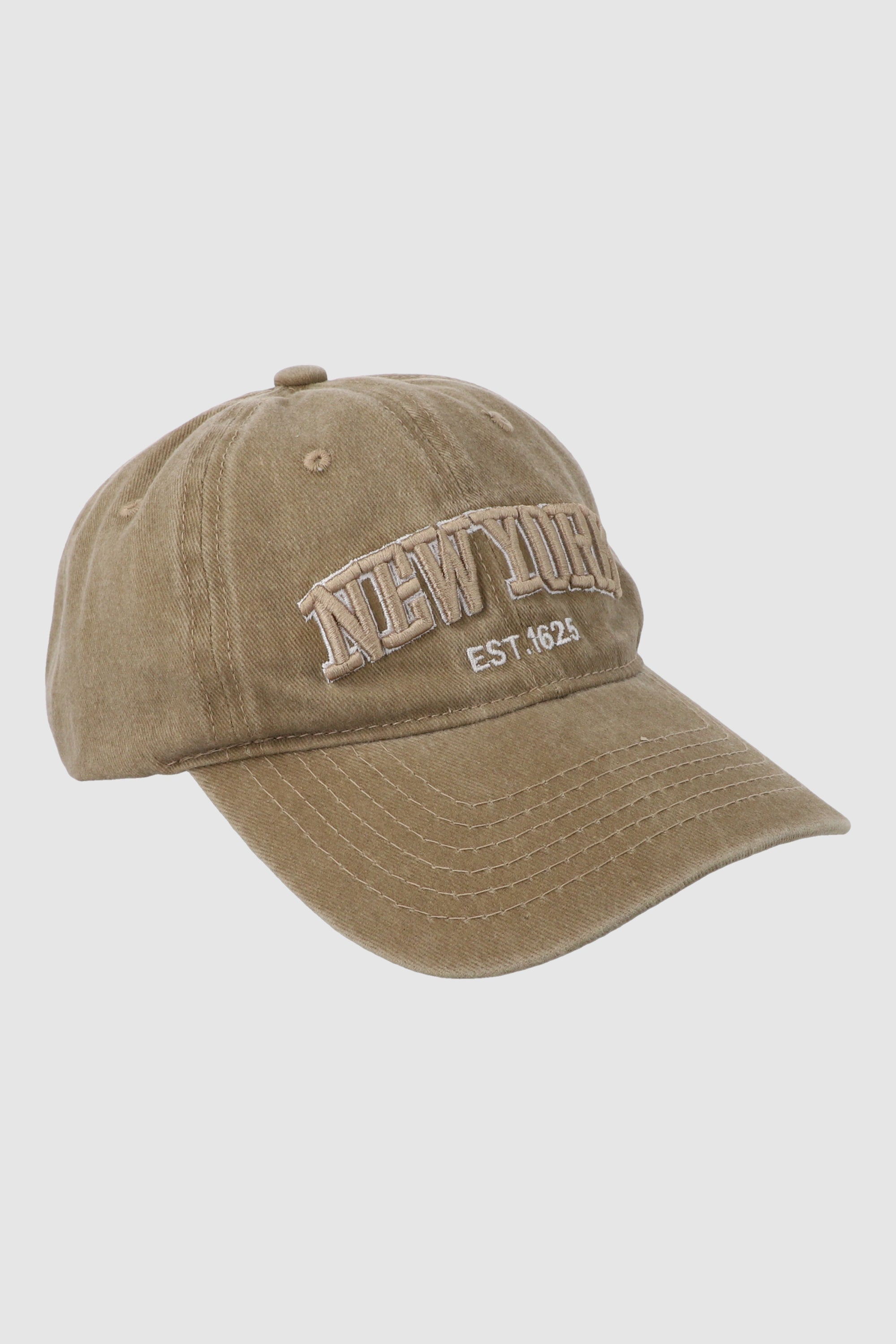 Gorra deshilada new york BEIGE