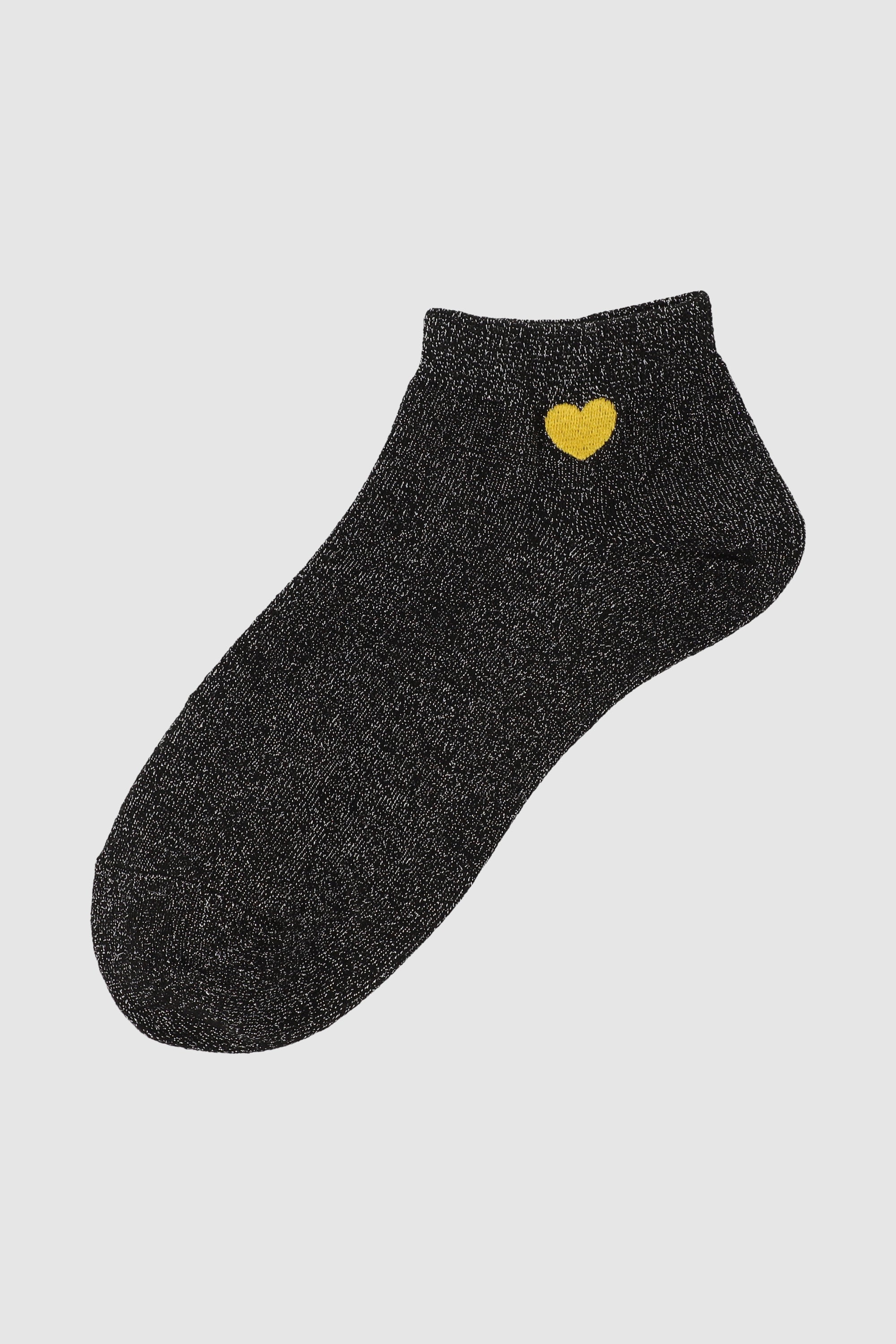 Tin lurex corazón bordado NEGRO