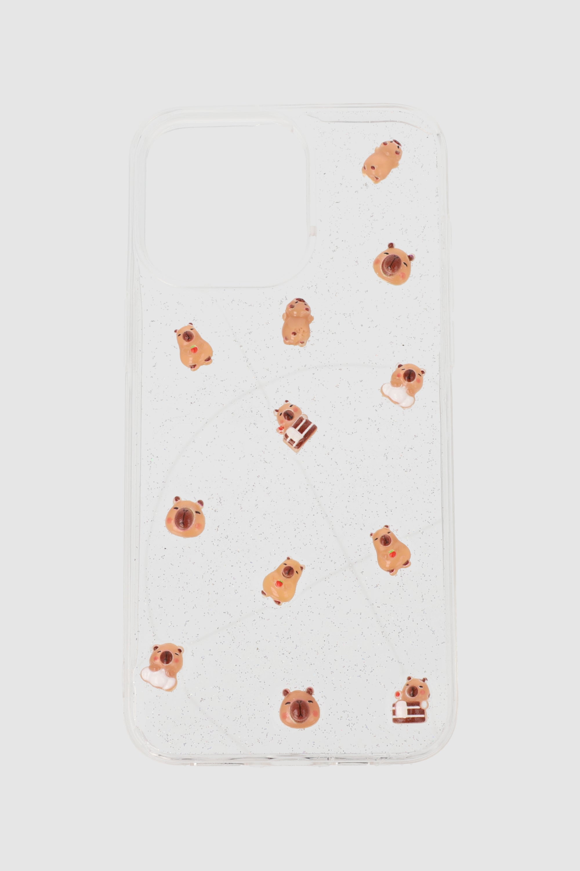 Funda celular i15 pro max mini capibaras TRANSPARENTE