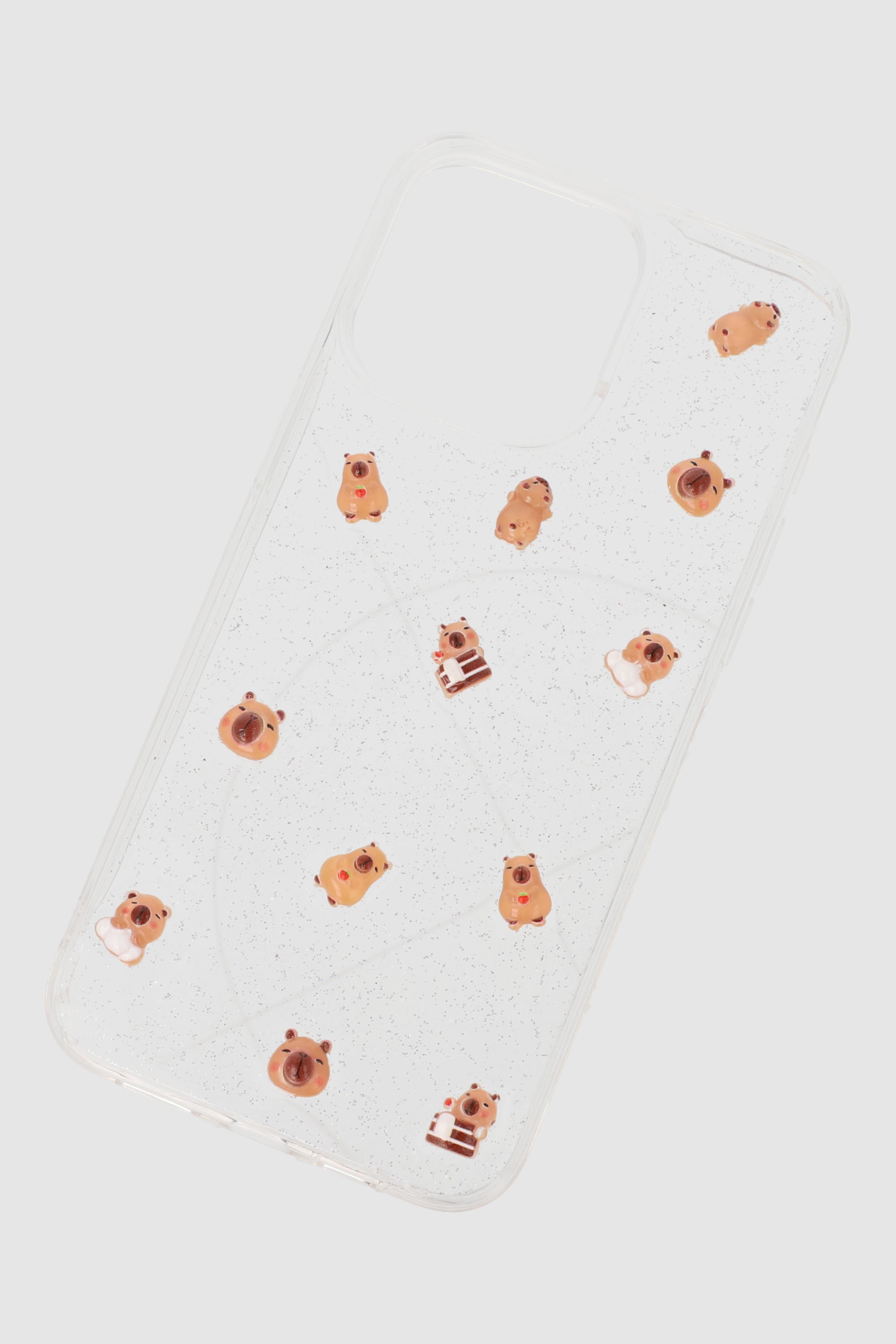 Funda celular i15 pro max mini capibaras TRANSPARENTE