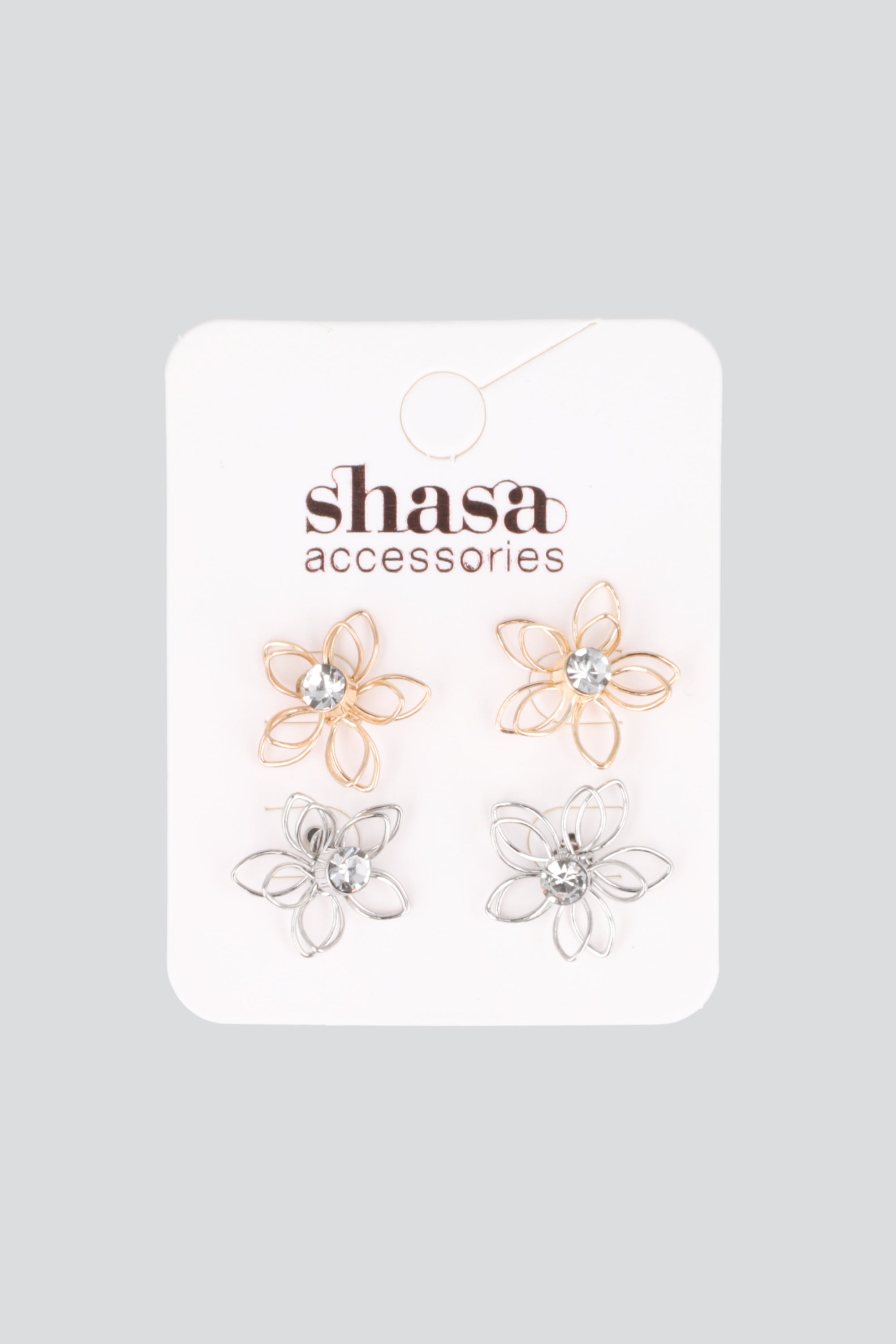 Aretes flor linea metal PLATA