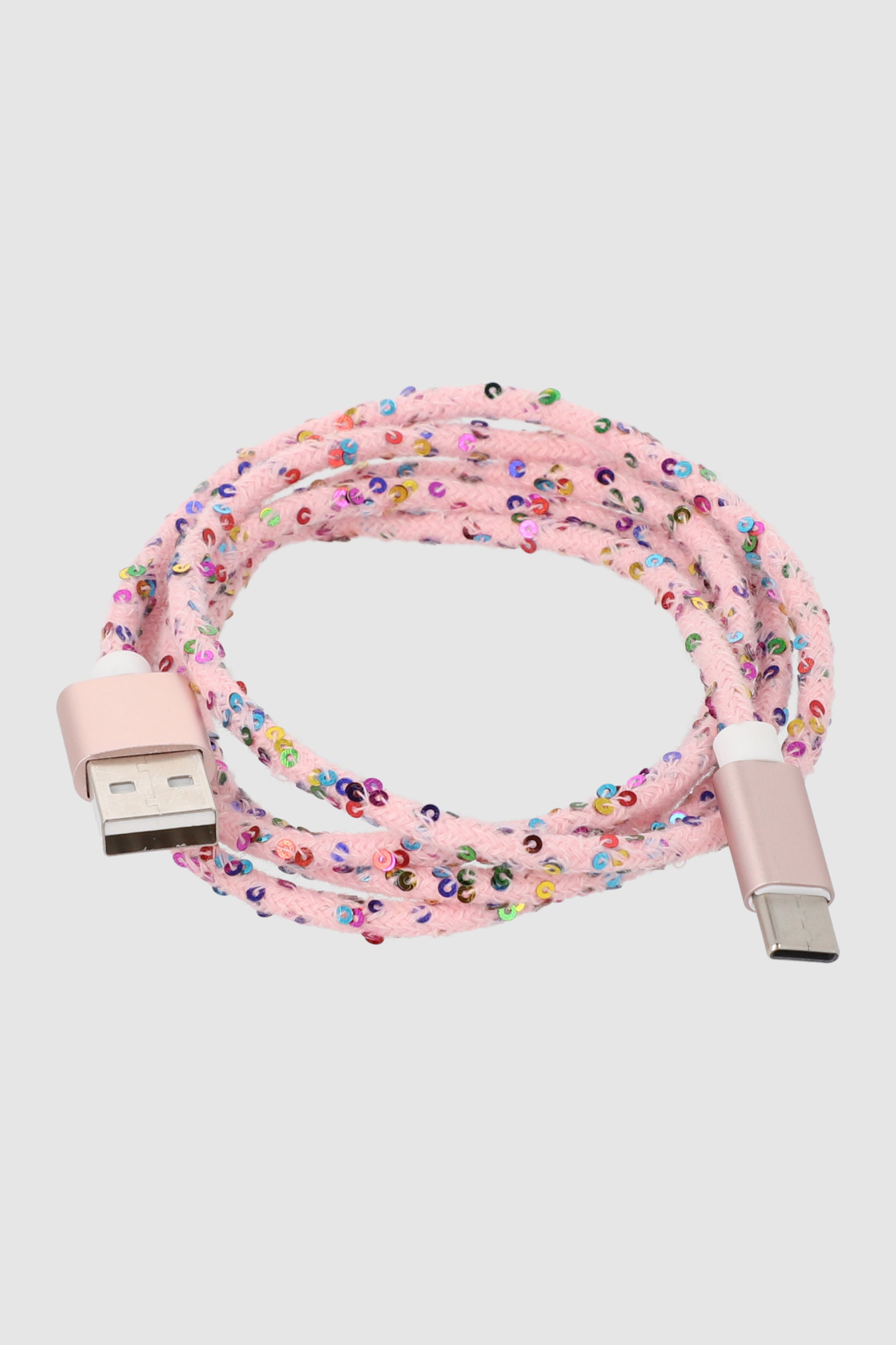 Cable cargador cel mini lentejuelas ROSA