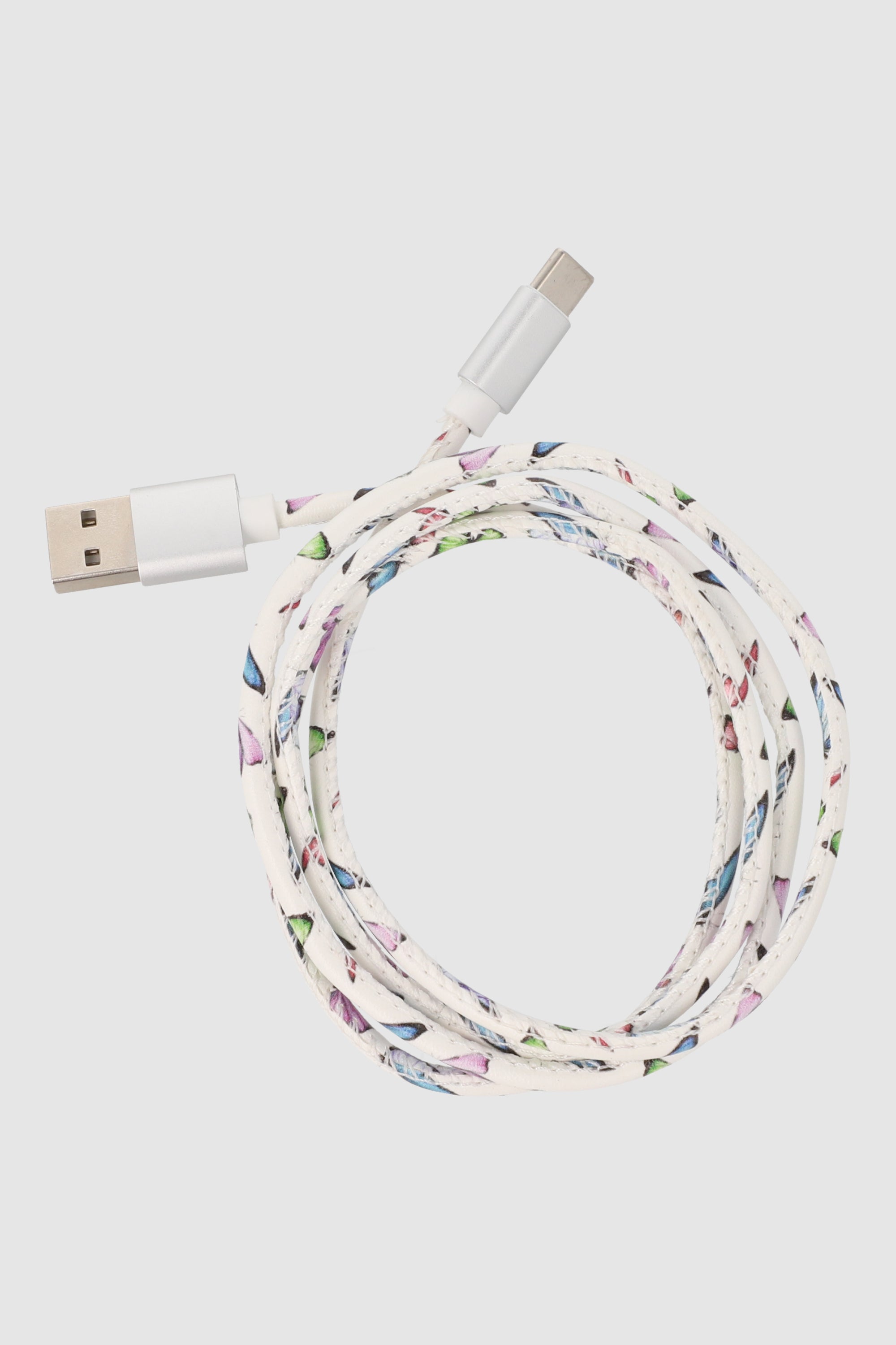 Cable cargador celular mariposas BLANCO