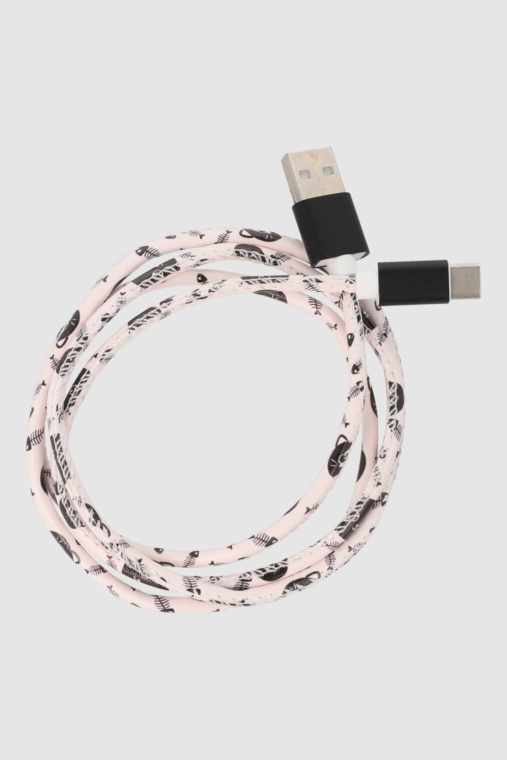 Cable cargador celular esqueleto pez ROSA