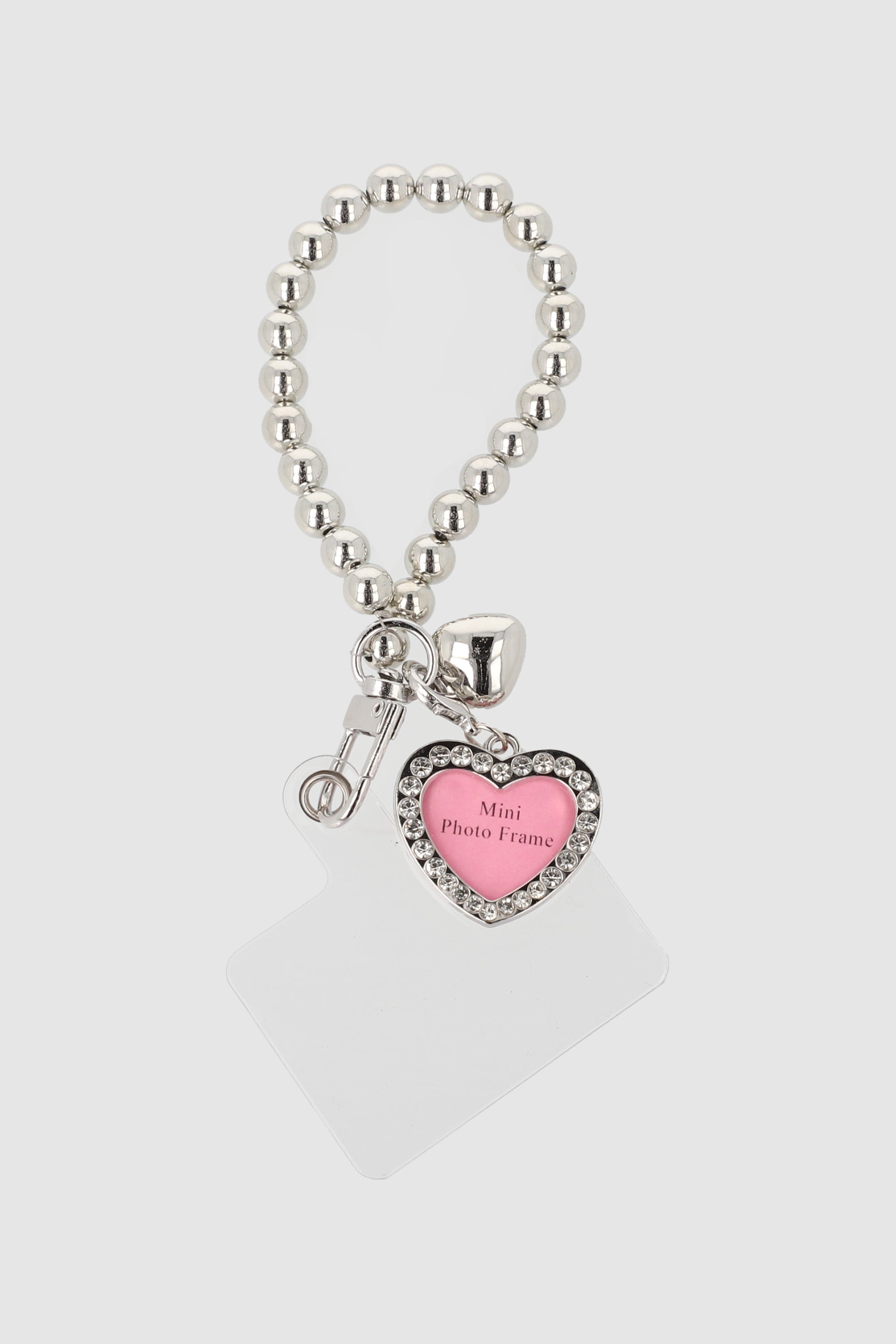 Cadena para celular corazon brillos PLATA