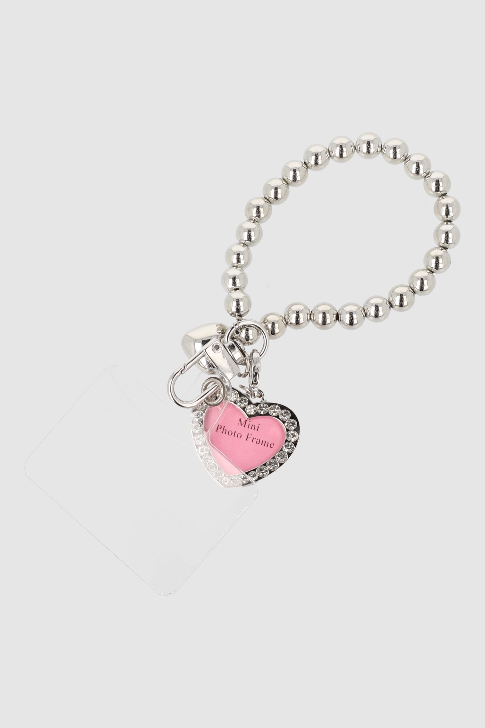 Cadena para celular corazon brillos PLATA