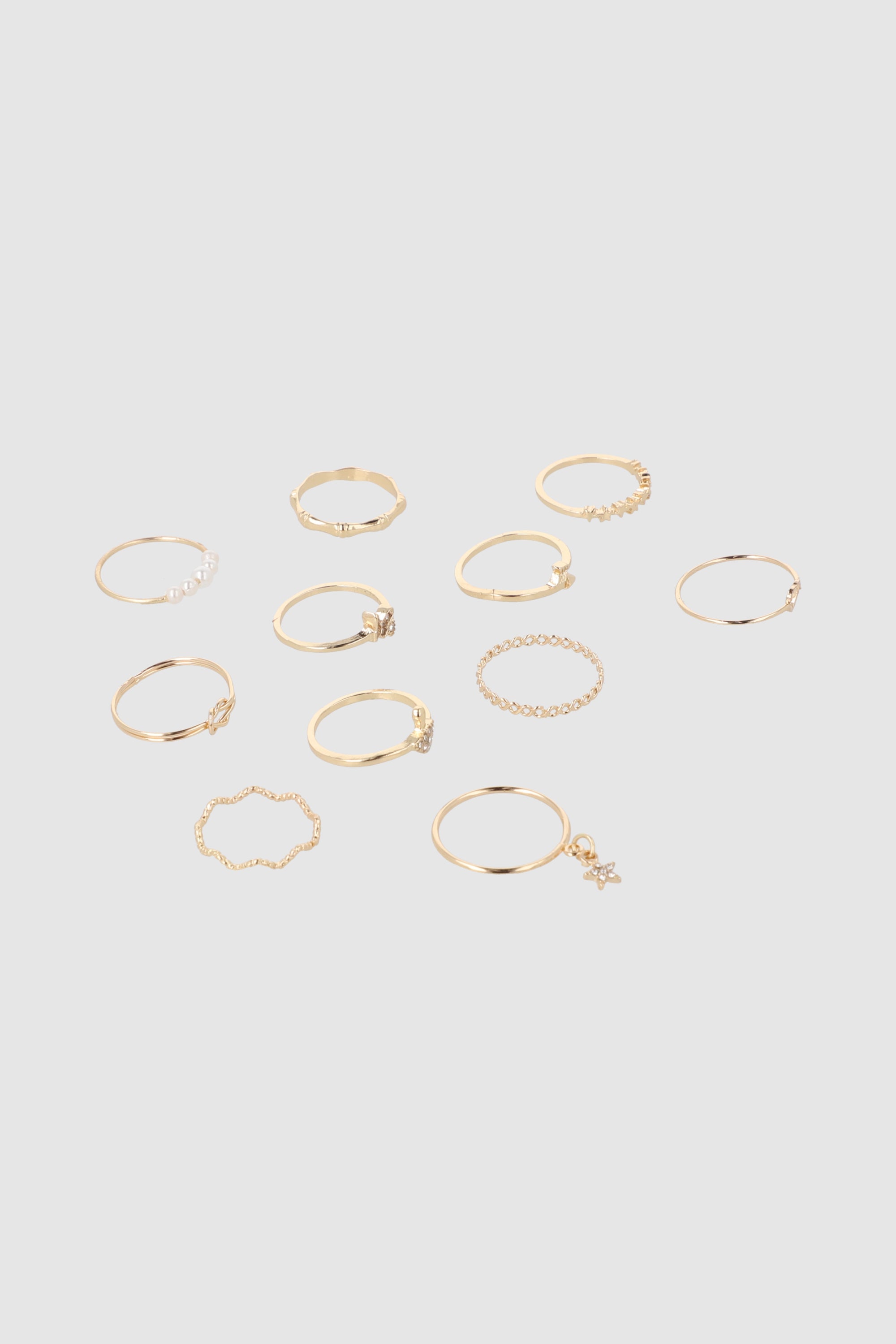 SET 11 ANILLOS MULTI LINEAS ORO