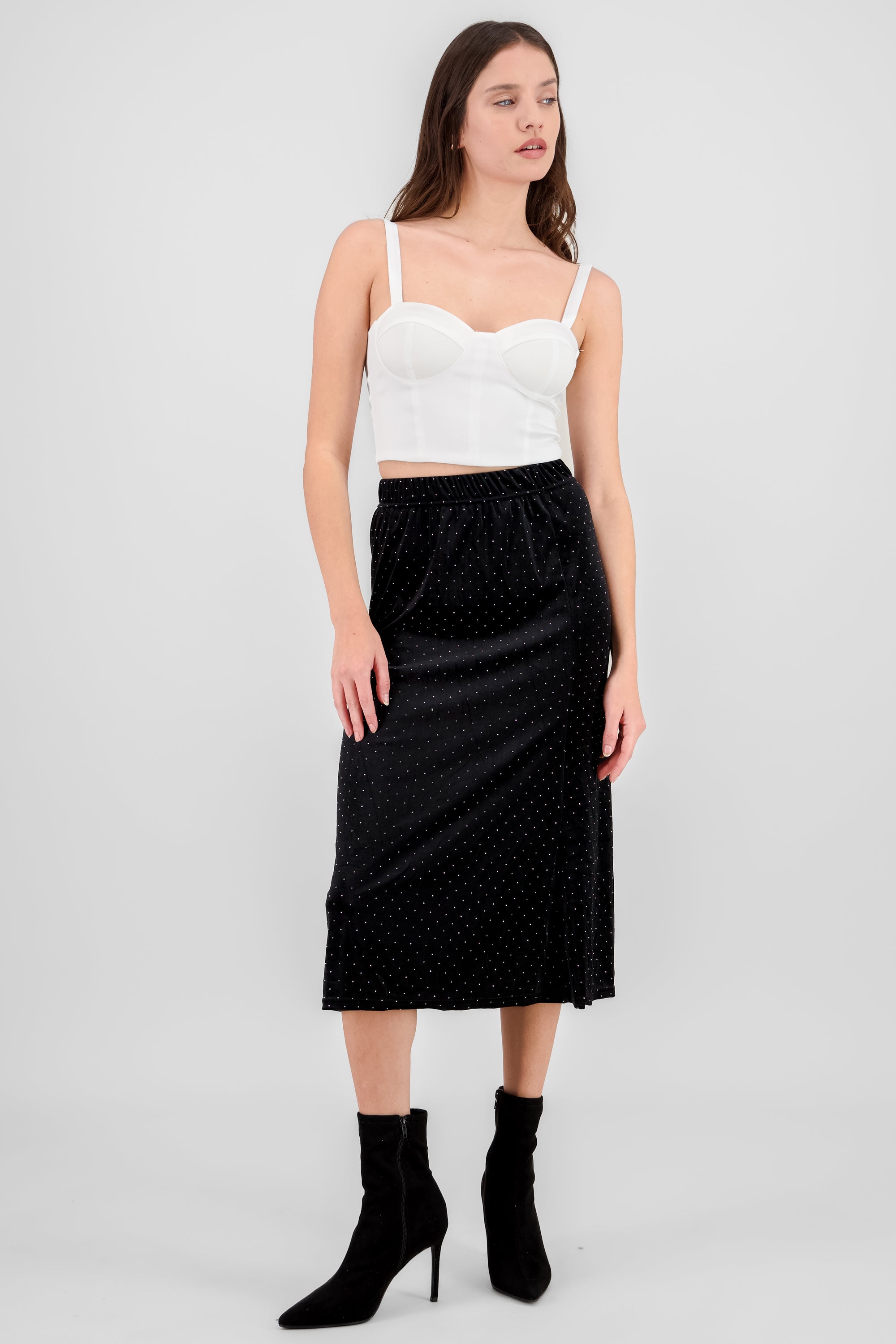 Falda midi terciopelo brillos NEGRO