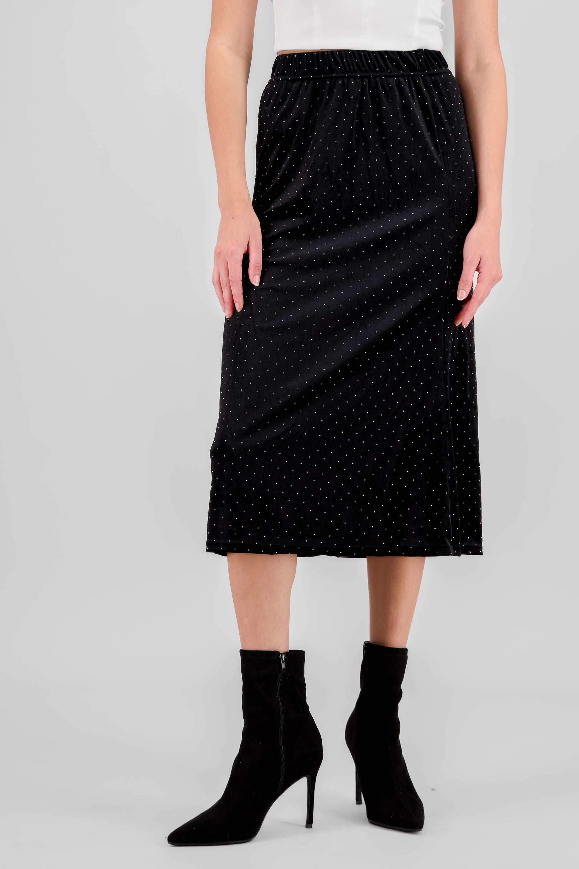 Falda midi terciopelo brillos NEGRO