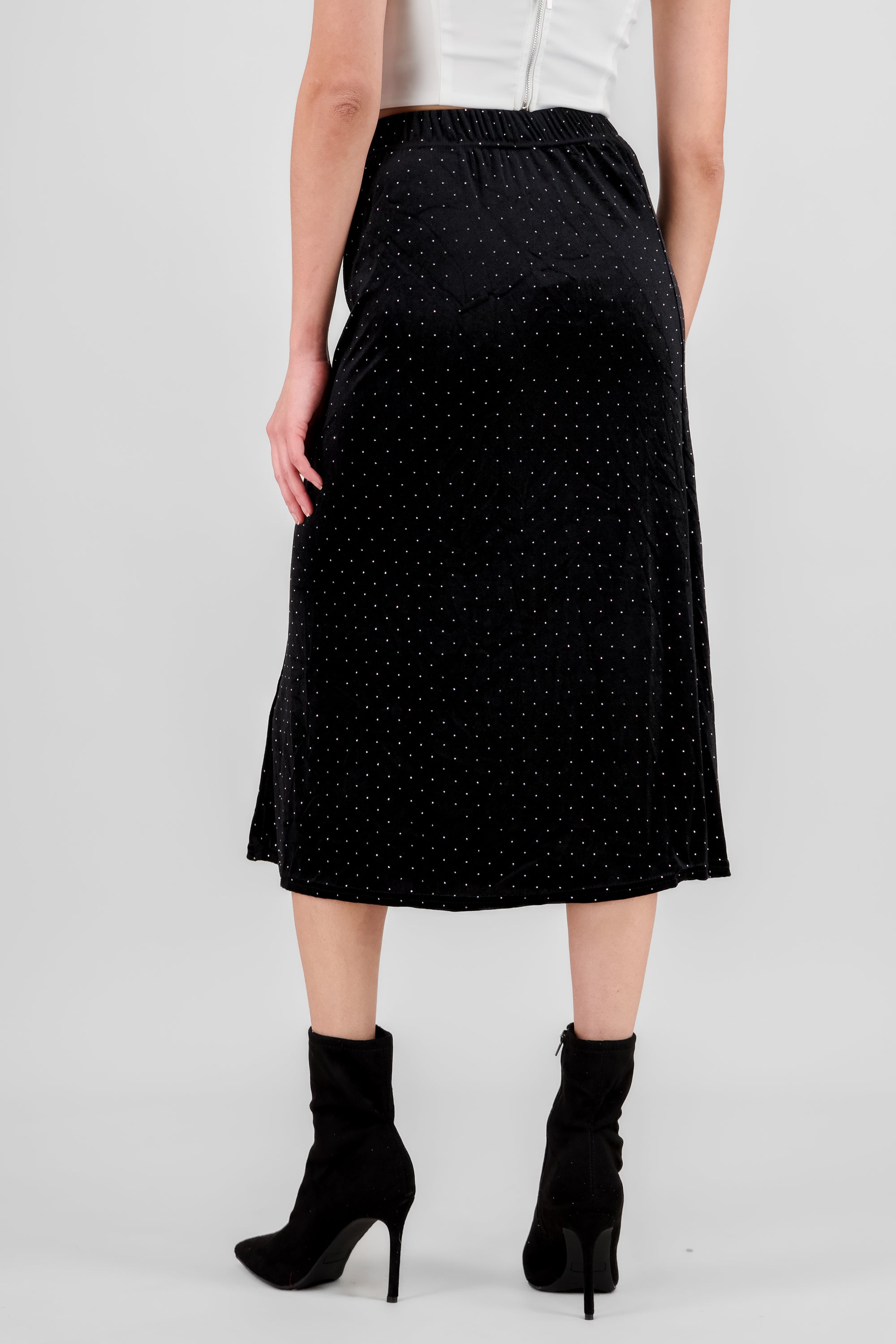 Falda midi terciopelo brillos NEGRO