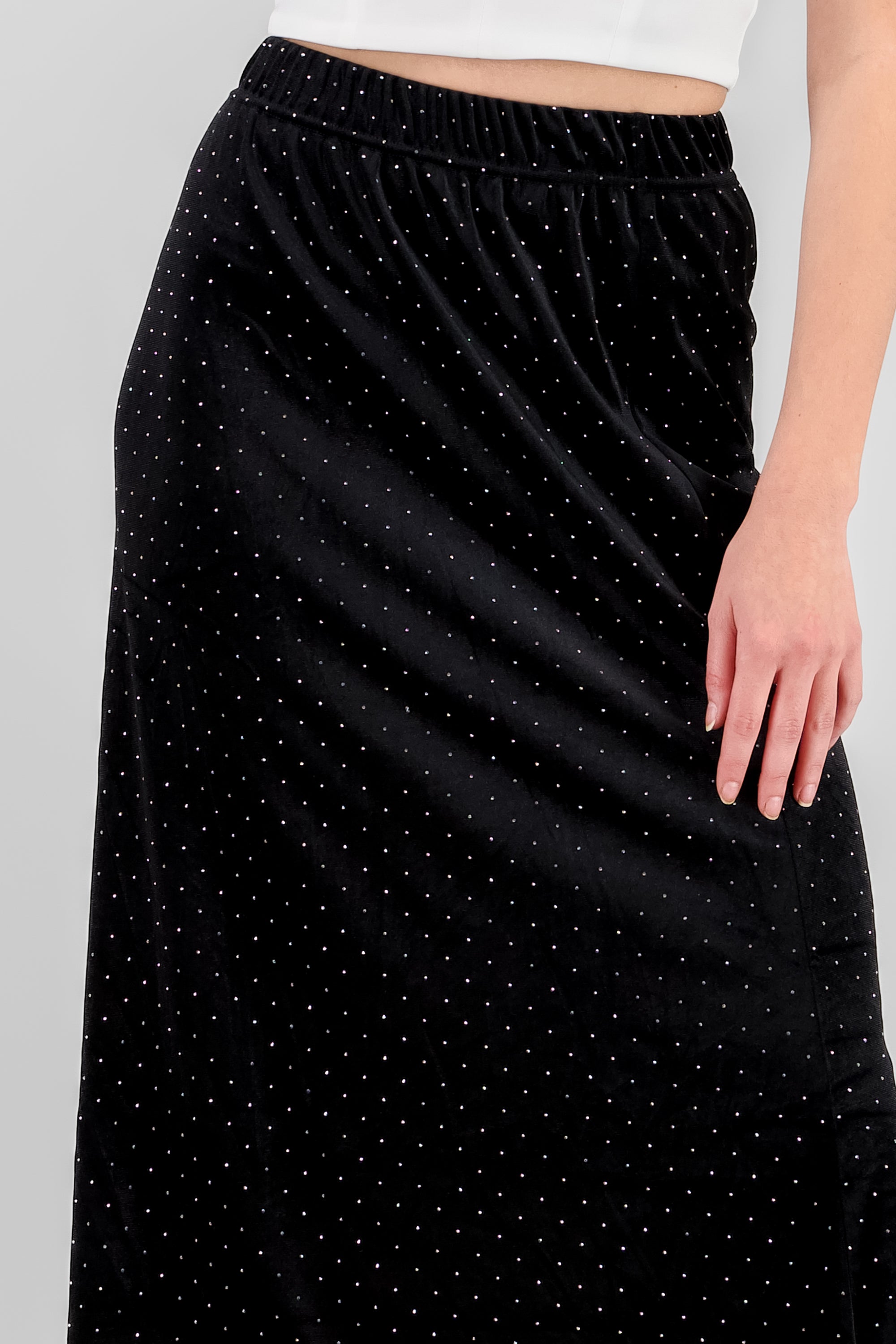 Falda midi terciopelo brillos NEGRO