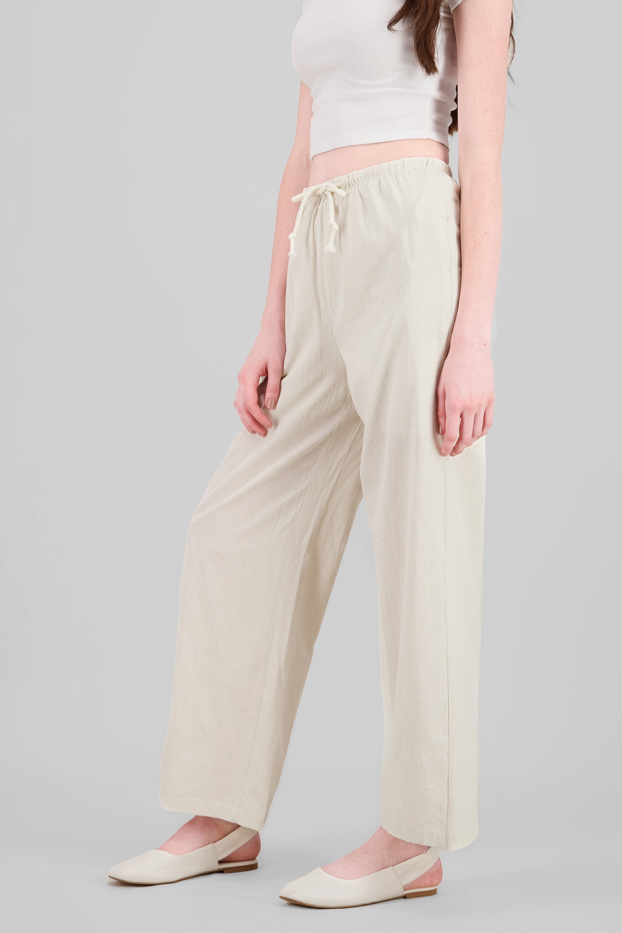 Pantalon recto rayas BEIGE