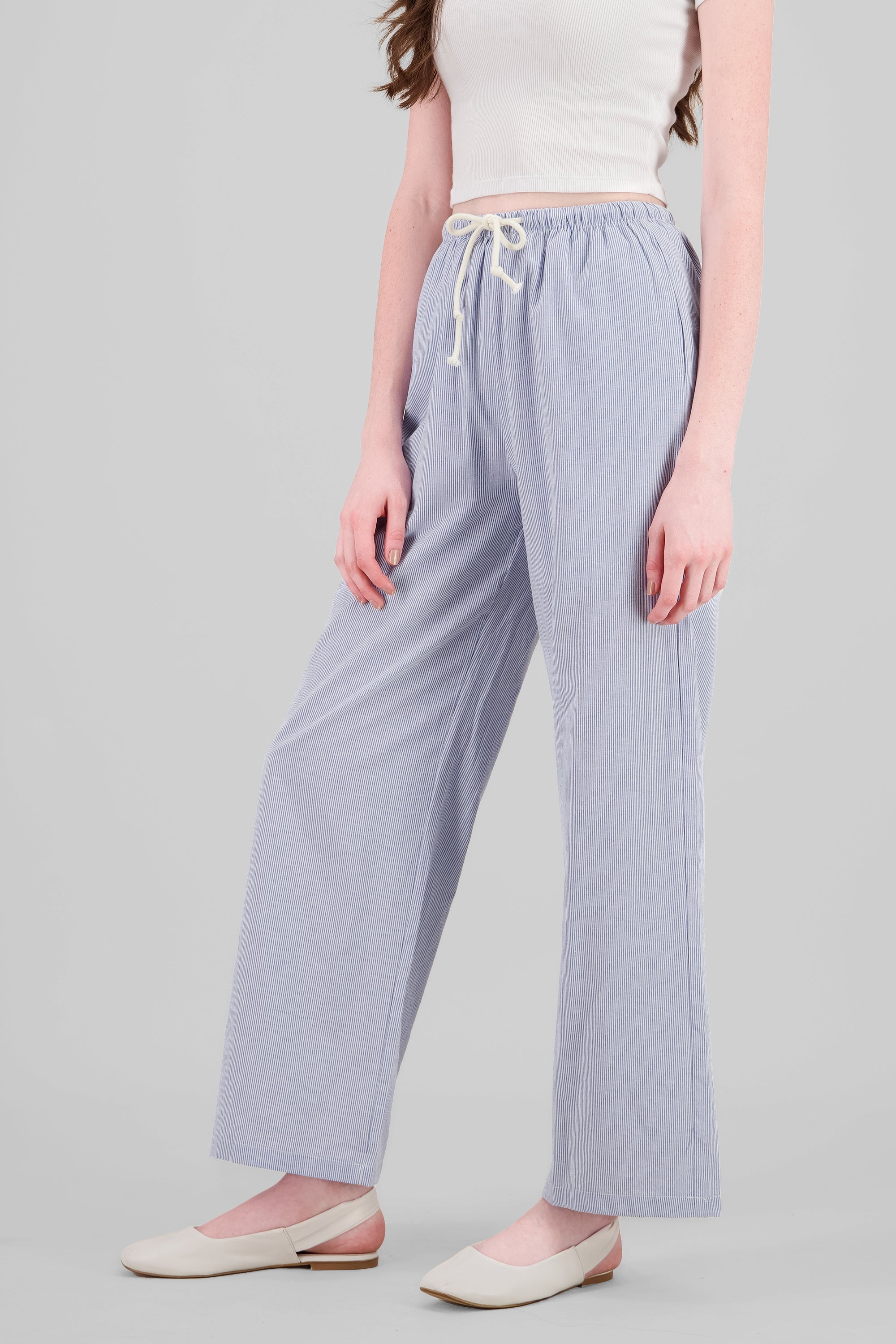 Pantalon recto rayas AZUL