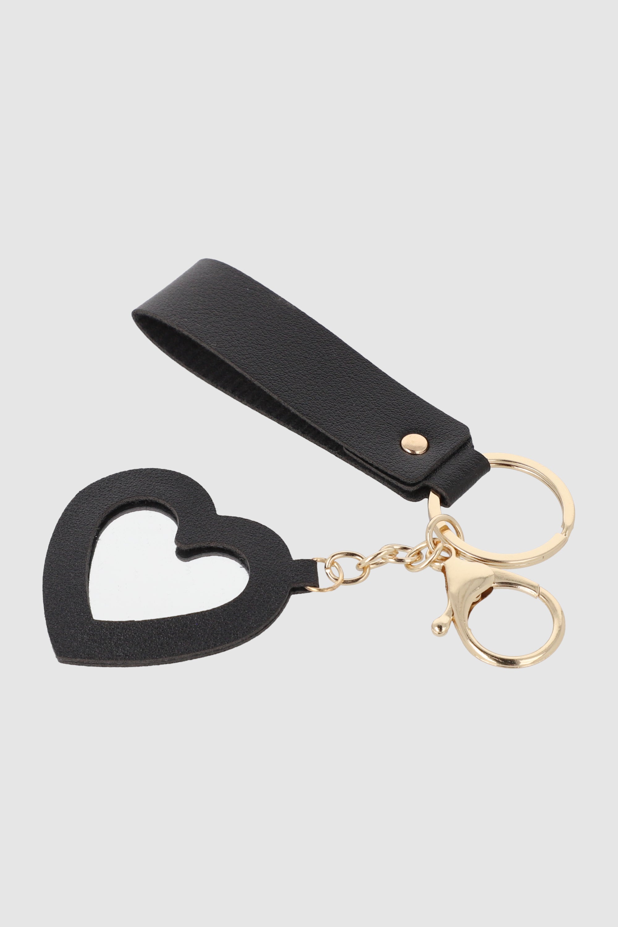 Llavero tira corazón espejo NEGRO