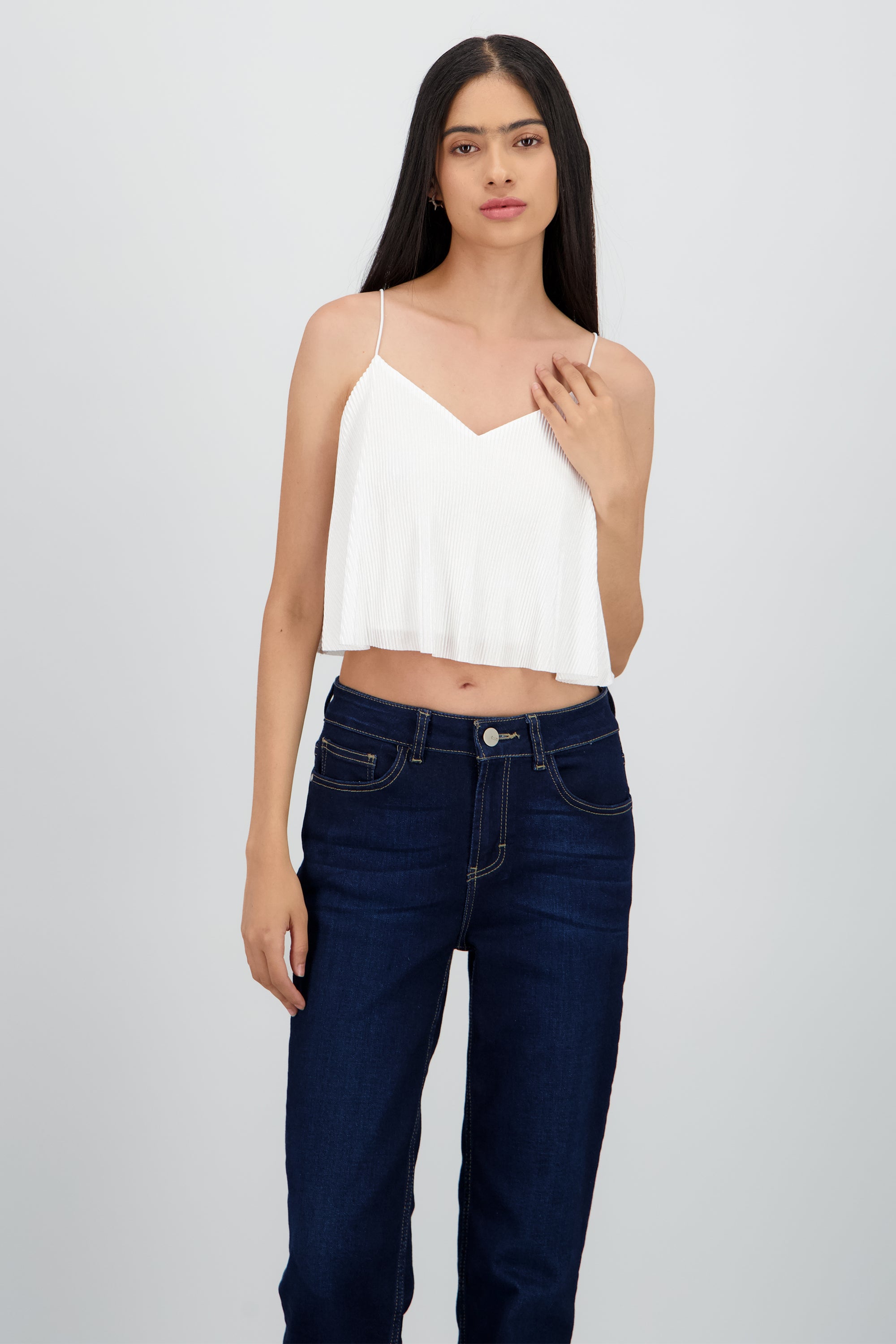 Top crop sin mangas BLANCO