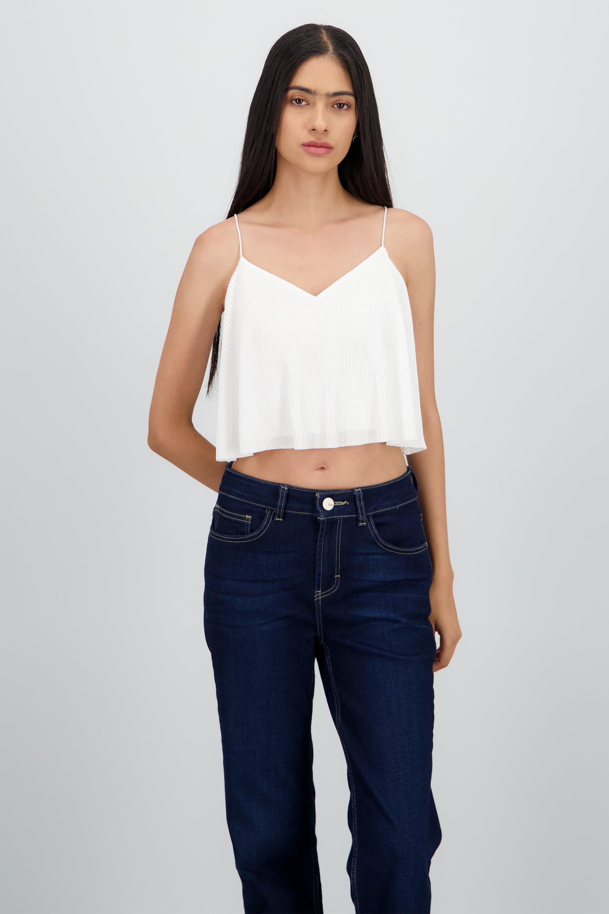 Top crop sin mangas BLANCO
