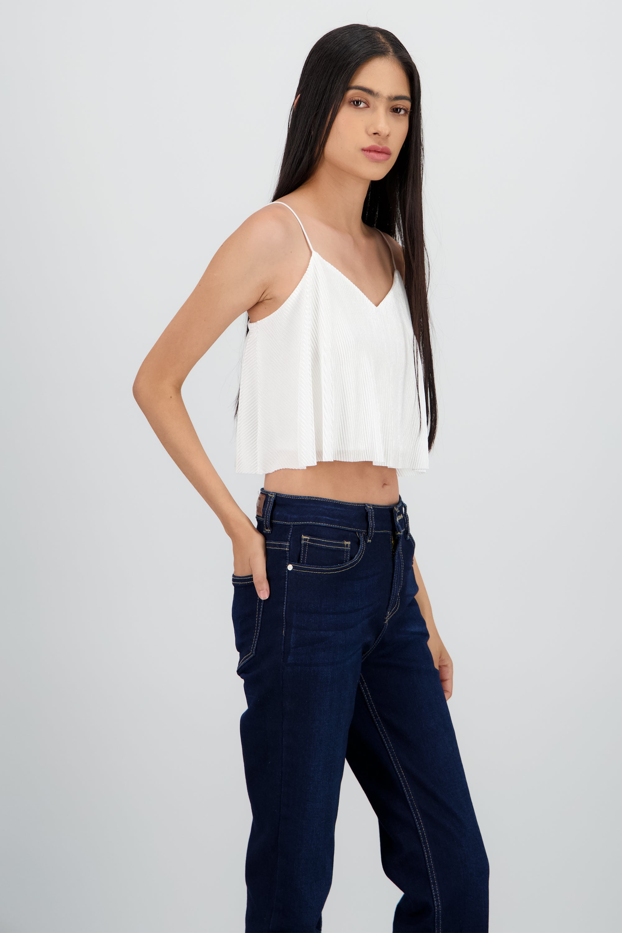 Top crop sin mangas BLANCO