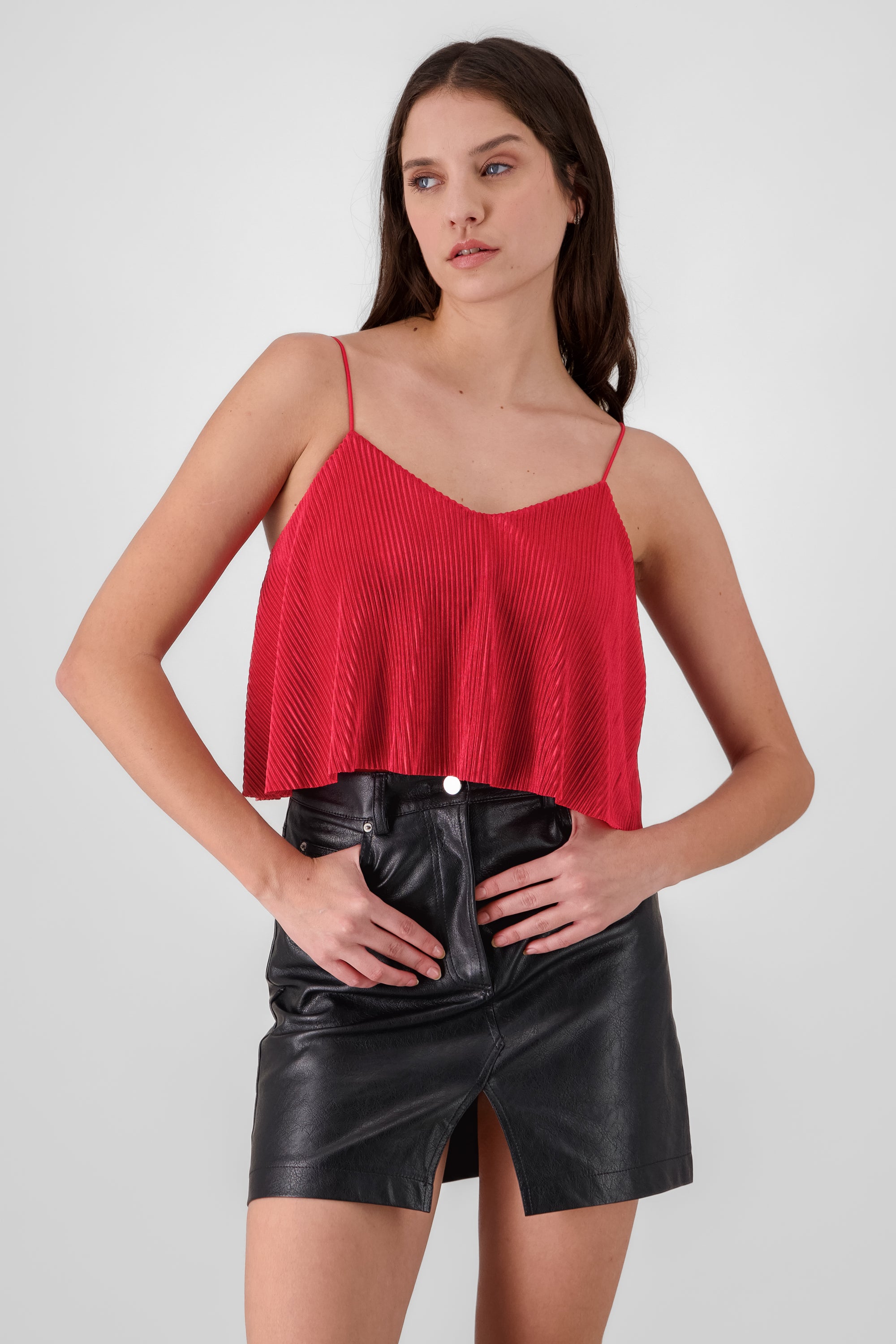 Top crop sin mangas ROJO QUEMADO