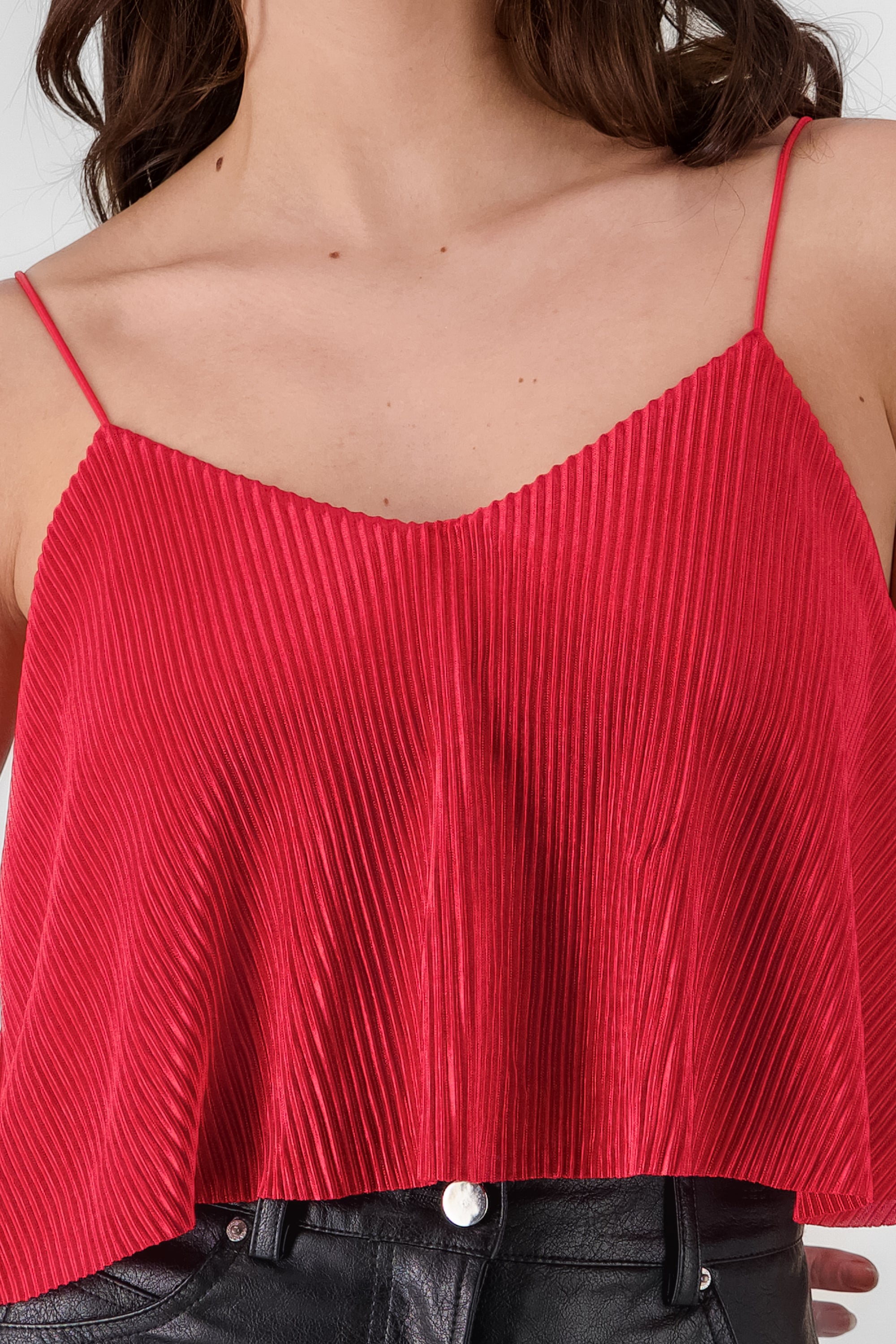 Top crop sin mangas ROJO QUEMADO