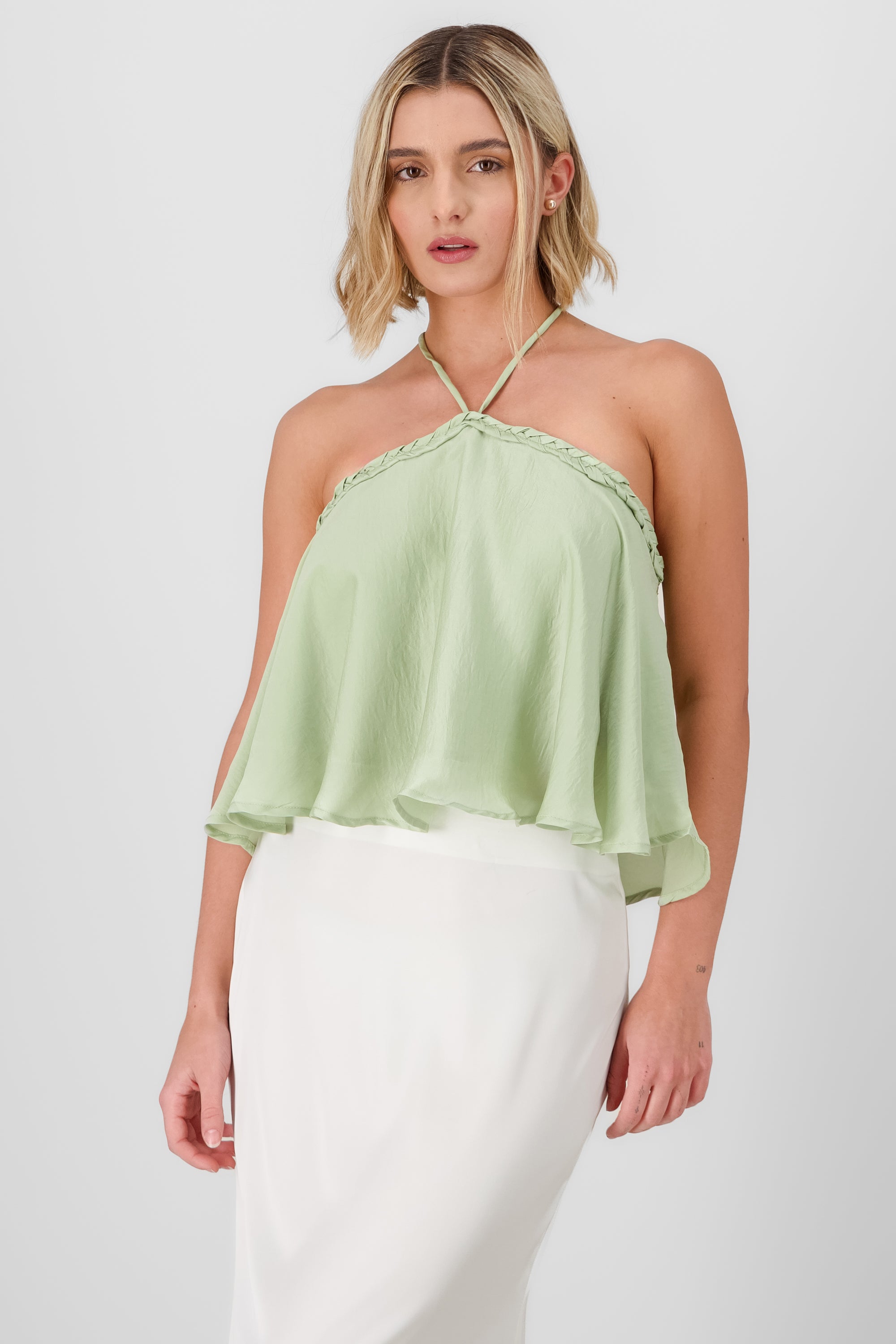 Blusa halter detalle trenzado Hypsters VERDE