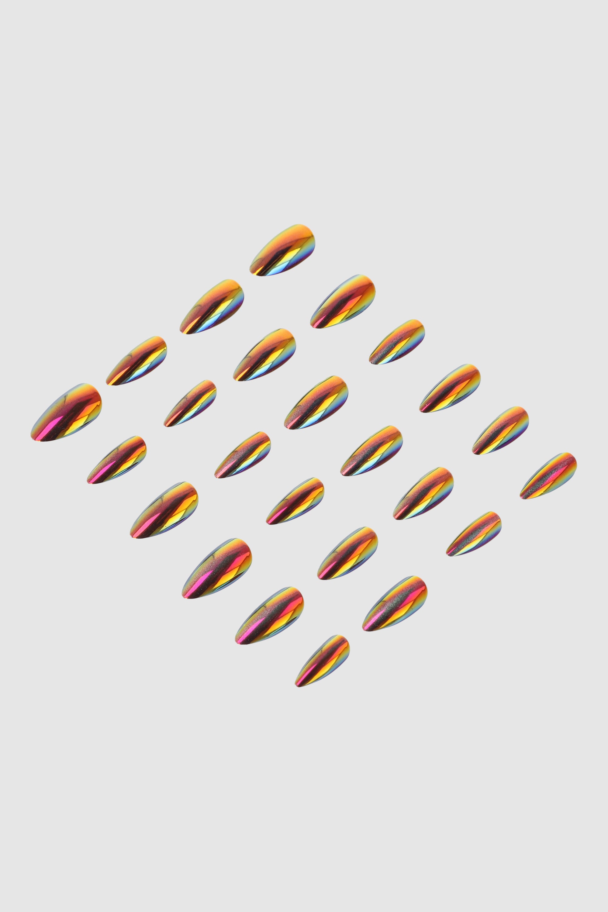 Set 24 uñas efecto cromado iridiscente MORADO