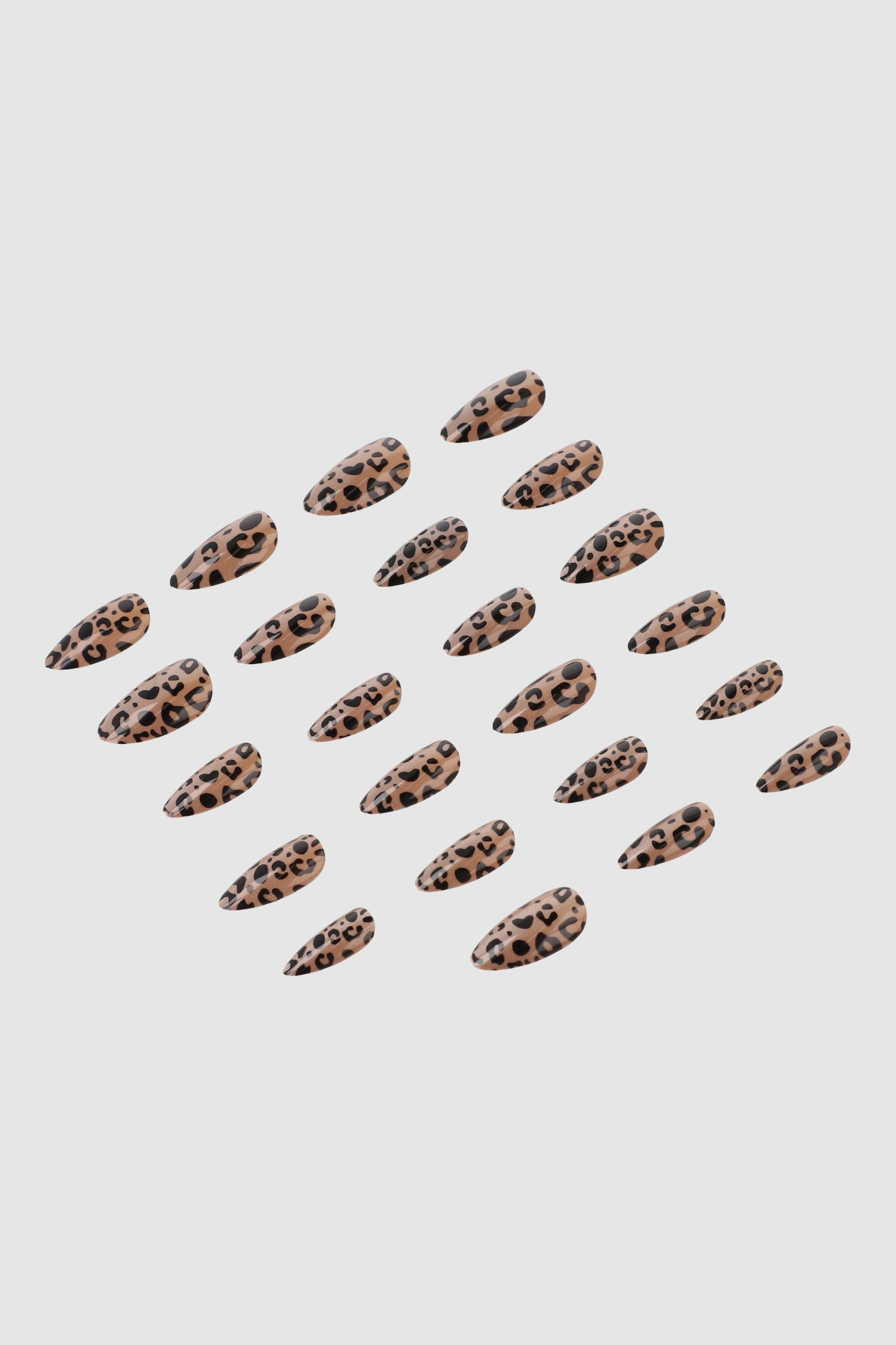 Set 24 uñas ojo de gato animal print NUDE