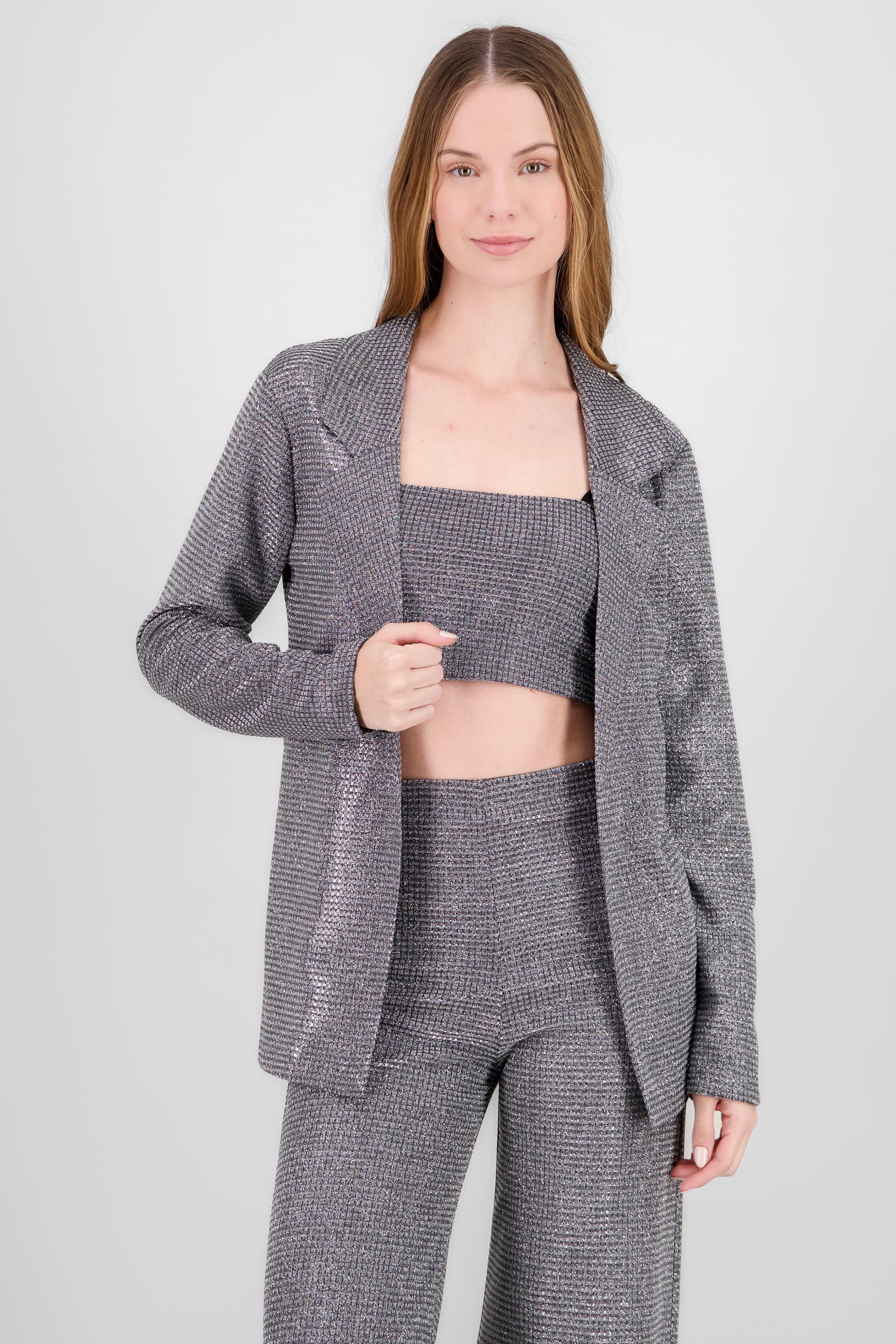 Saco oversized brillos textura PLATA