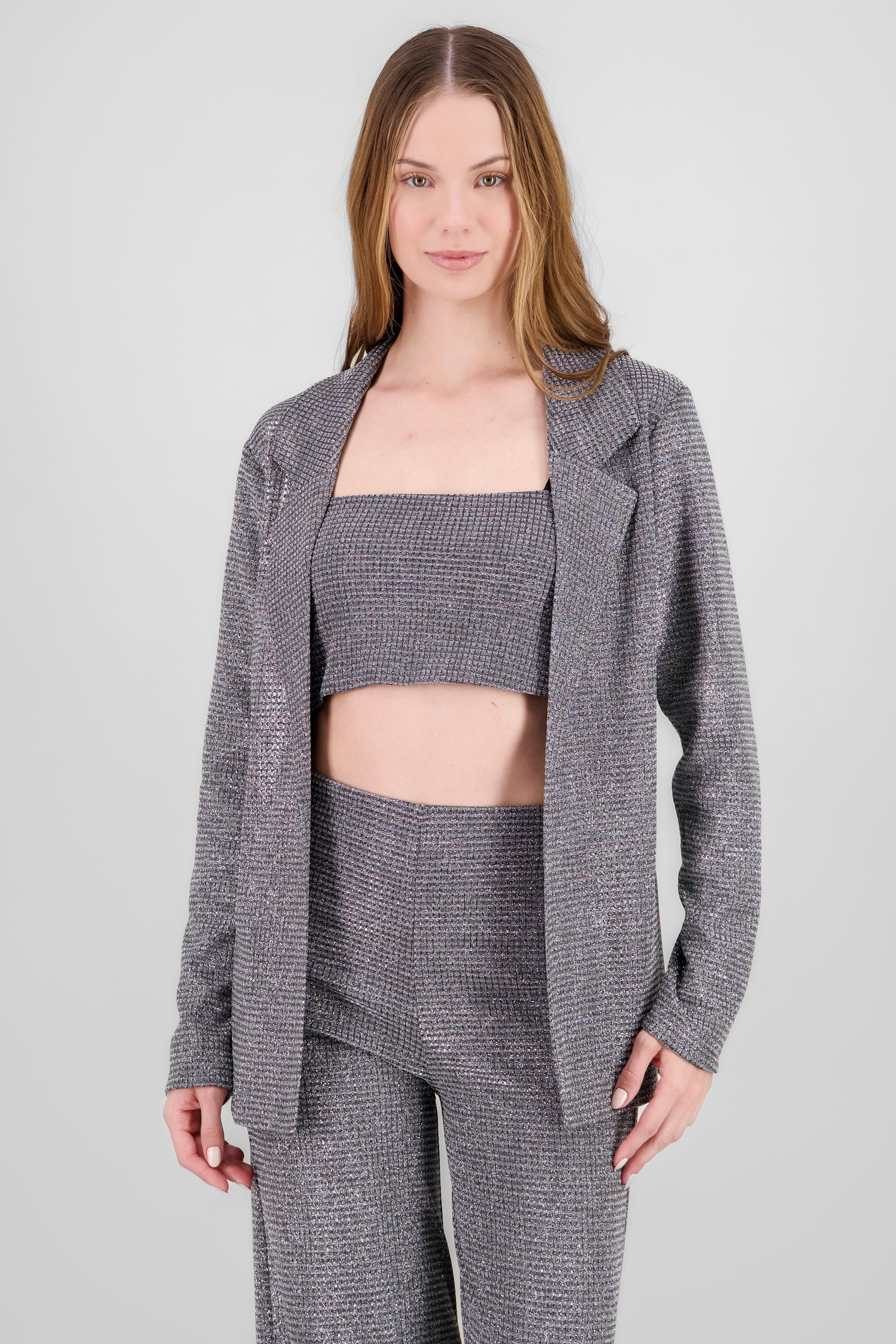 Saco oversized brillos textura PLATA