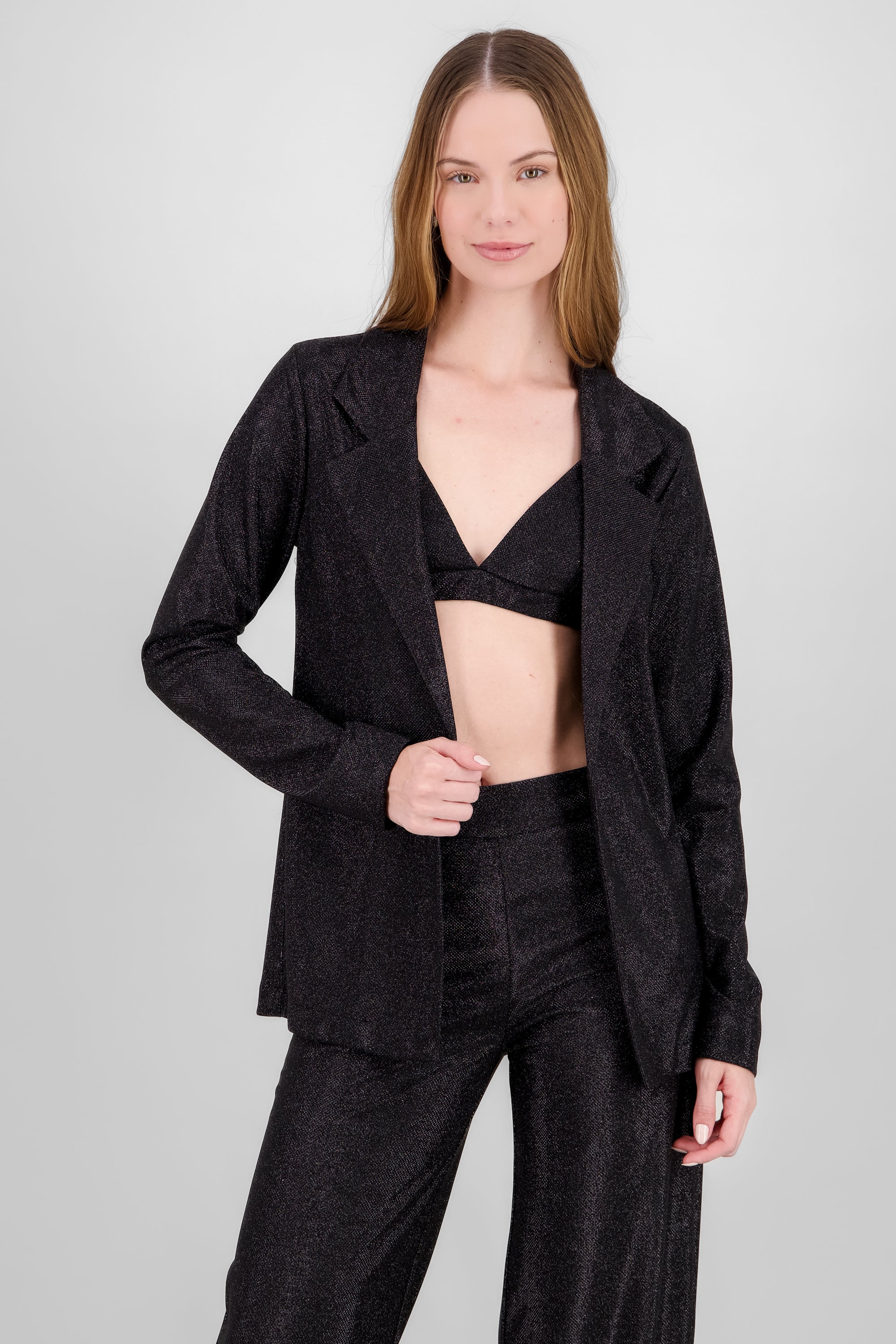 Blazer oversized brillos NEGRO