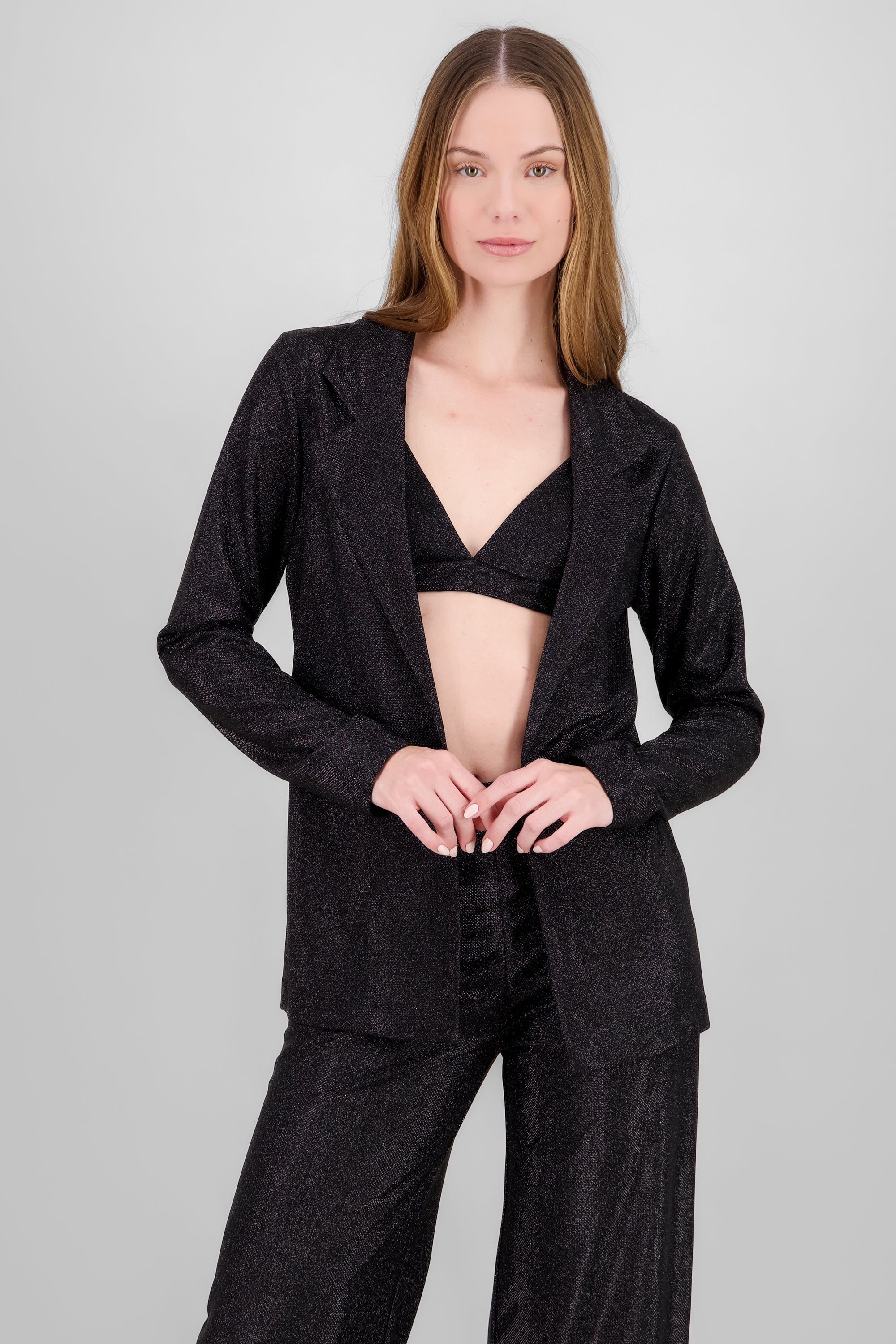 Blazer oversized brillos NEGRO