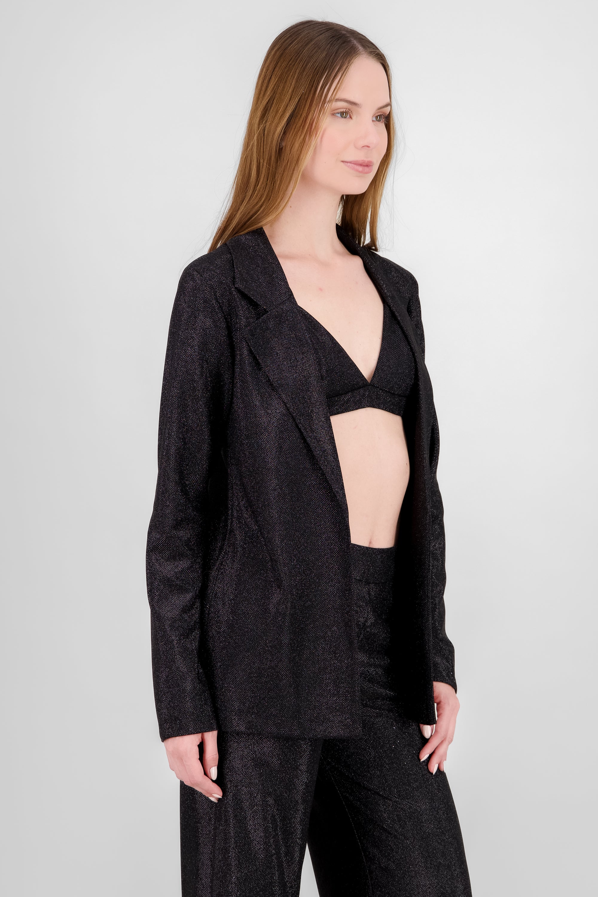 Blazer oversized brillos NEGRO