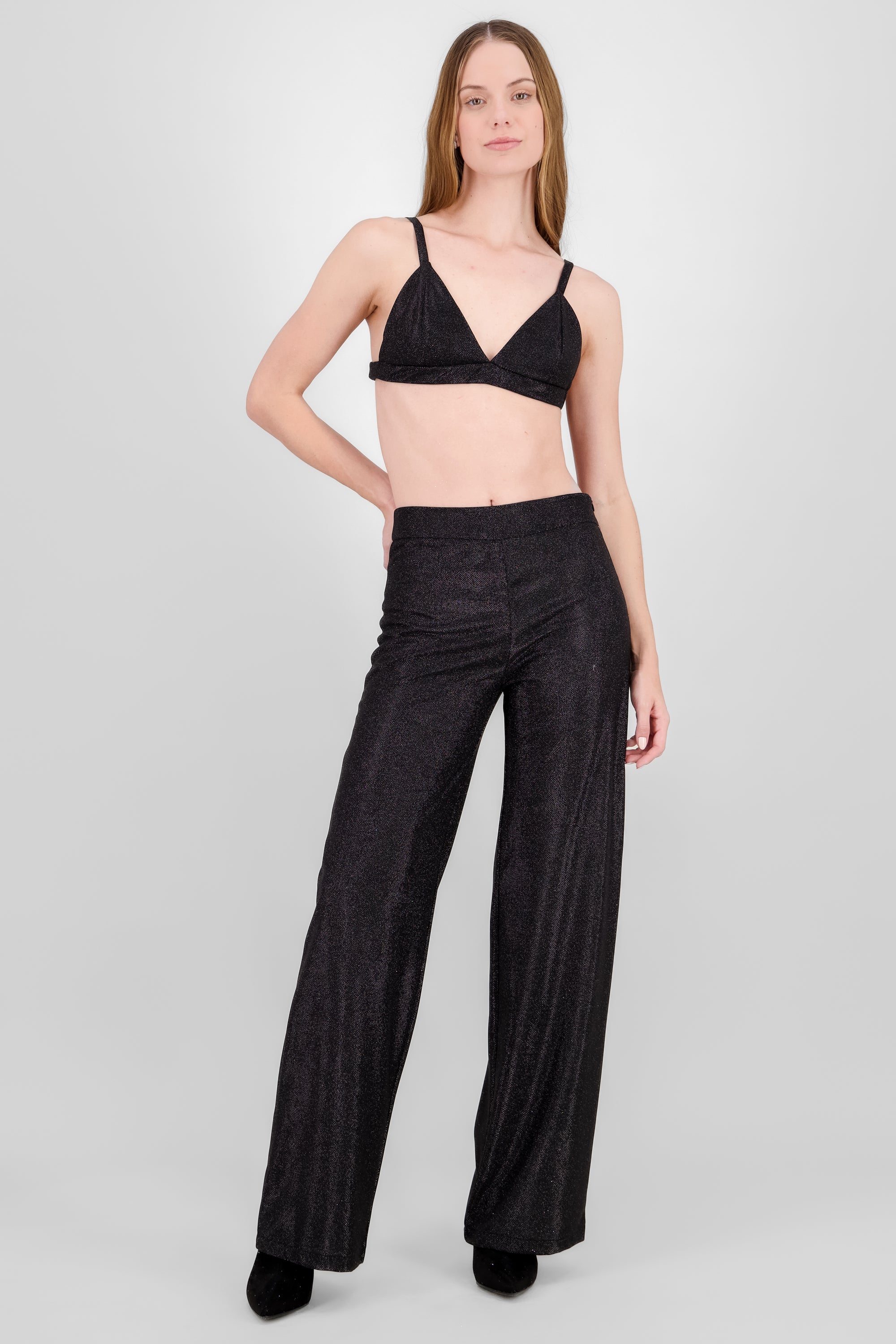 Pantalon amplio brillos NEGRO